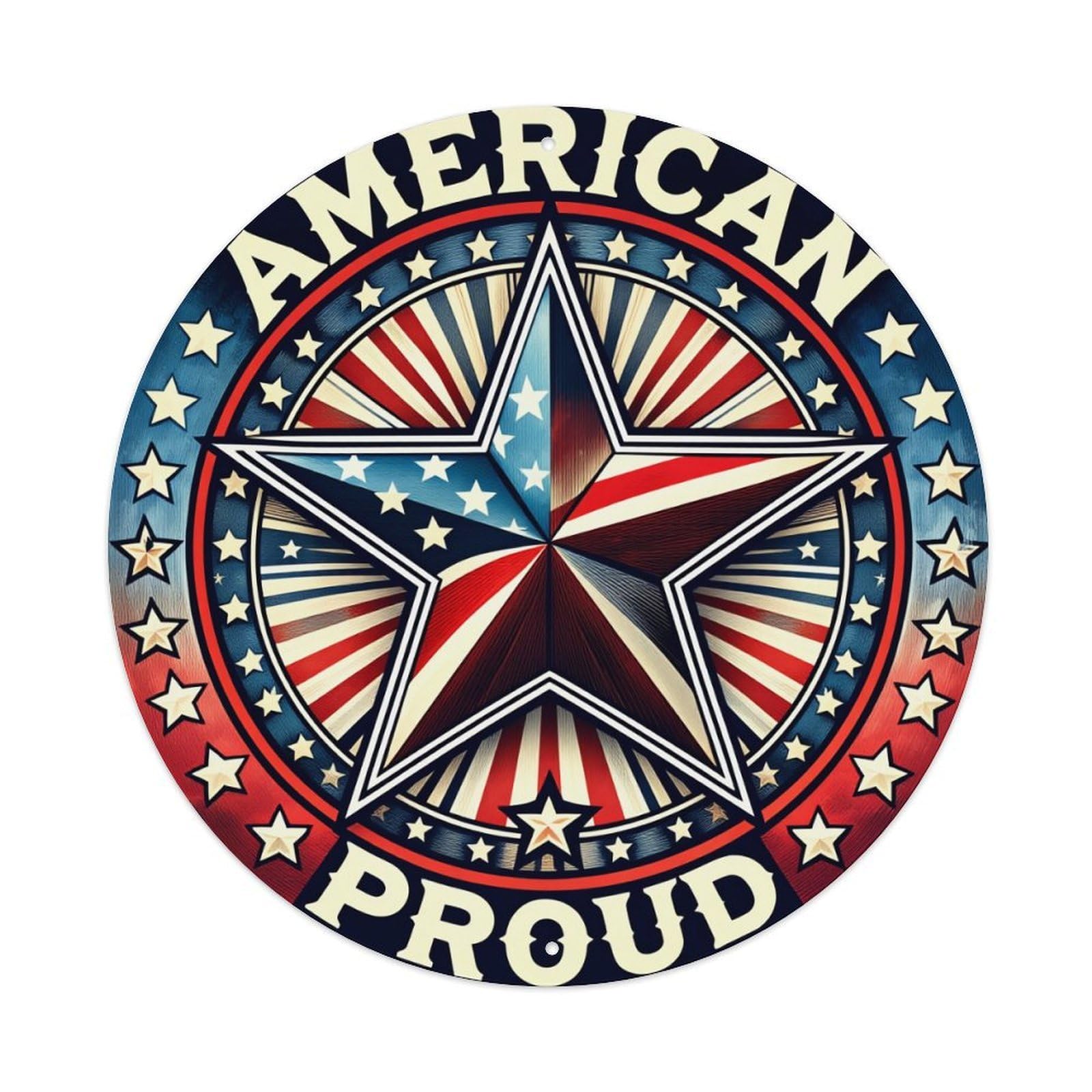 American Star Patriotic Design Pattern Metal Tin Sign Plaque