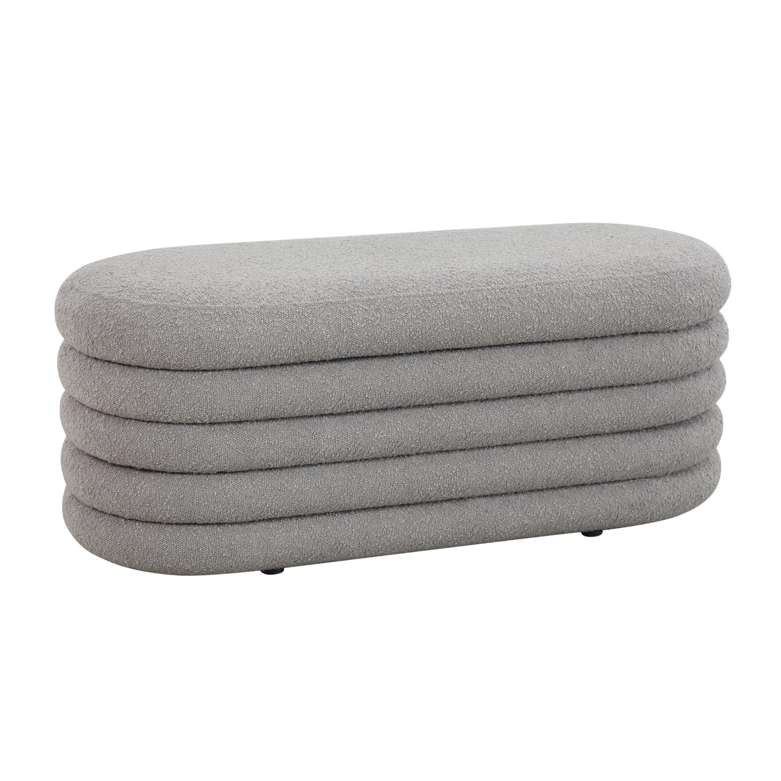 SVITA Blossom XL Hocker mit Stauraum – Bouclé-Bezug Hellgrau