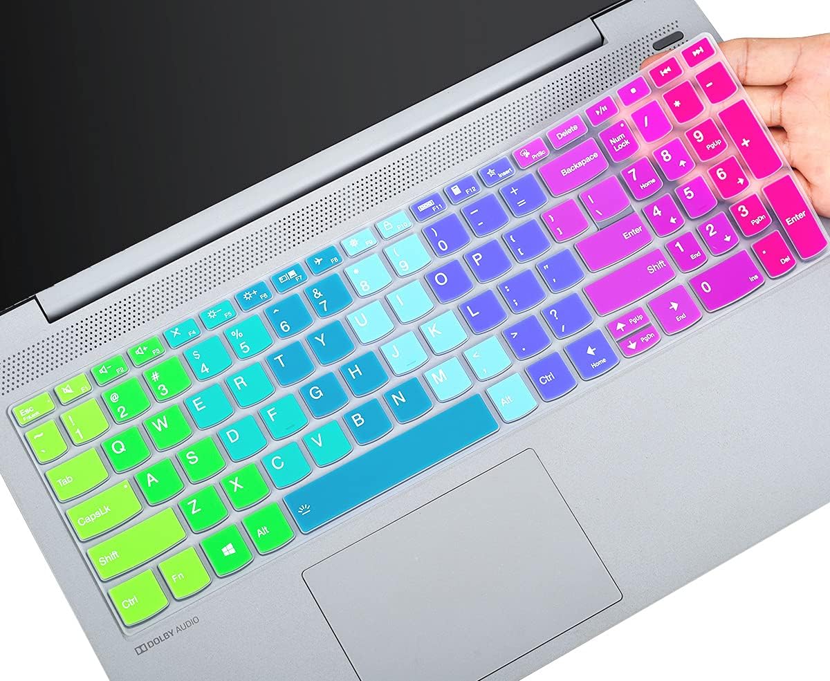 Colorful Keyboard Cover for Lenovo Yoga 7i 2-in-1 16", Lenovo ideaPad 5 /ideaPad 3 15.6", ideaPad 3i 15, ideaPad Slim 7 15.6, Yoga 7i 15.6,Yoga Slim 7 15, ThinkBook 15 G2 G3, ThinkBook 15p, Rainbow