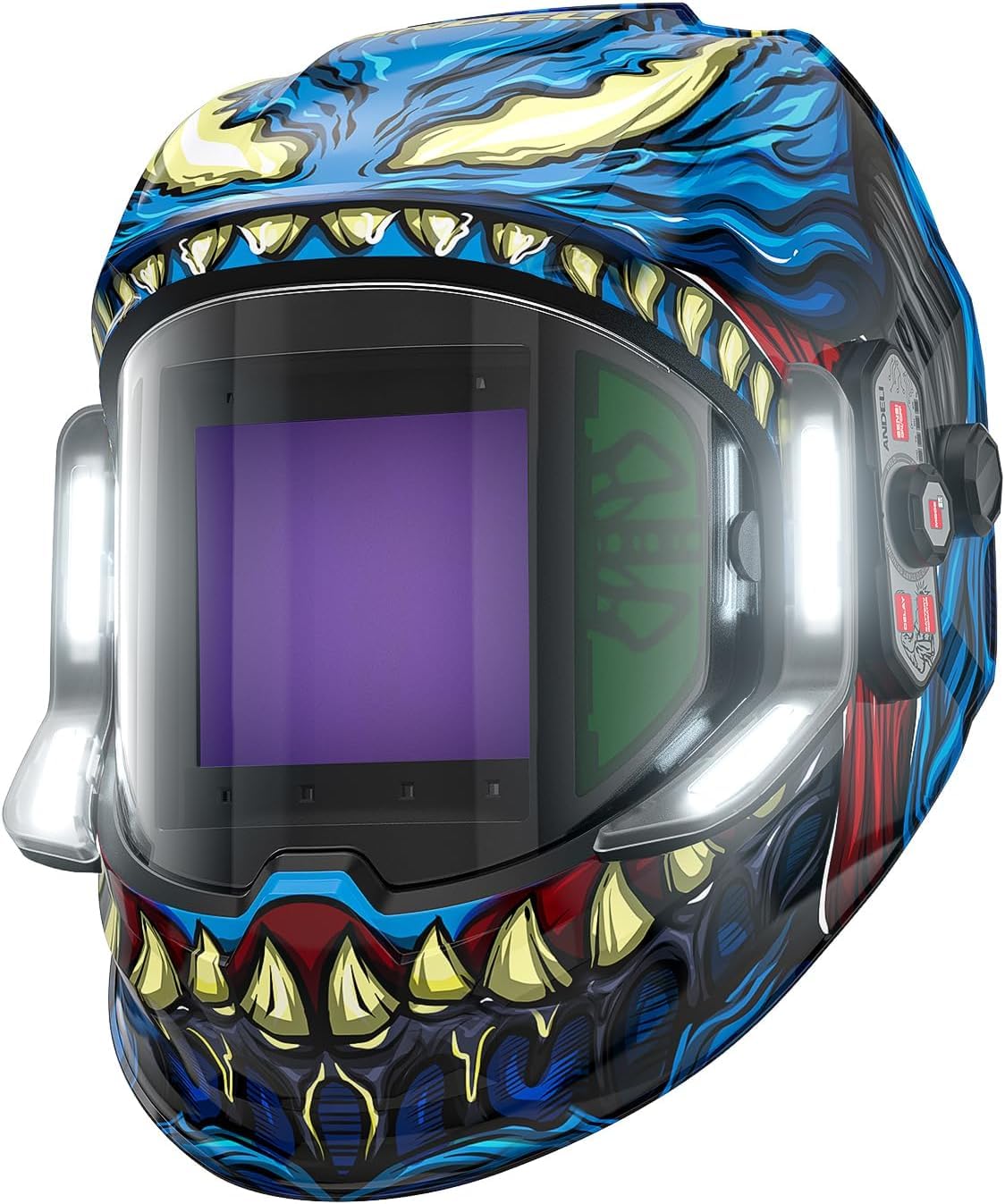 ANDELI Welding Mask with LED Light – 180° Panoramic 3.94"x3.74", True Colour Auto Darkening, 1/1/1/1, 6 Arc Sensors, Wide Shade 4/5-8/9-13, Type-C Fast Charging for TIG/MIG/ARC/Cut/Grind
