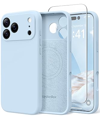 Magnetic for iPhone 17 Pro Case, Compatible with MagSafe, [Full Camera Protection][Screen Protector] Silicone Shockproof Protective Phone Case for iPhone 17 Pro 6.3", Black