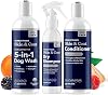 Honest Paws Dog Shampoo Conditioner - Grooming Bundle with Dry Shampoo - Cleanse, Moisturize, Deodorize, Condition, Detangle - Mandarin & Berry