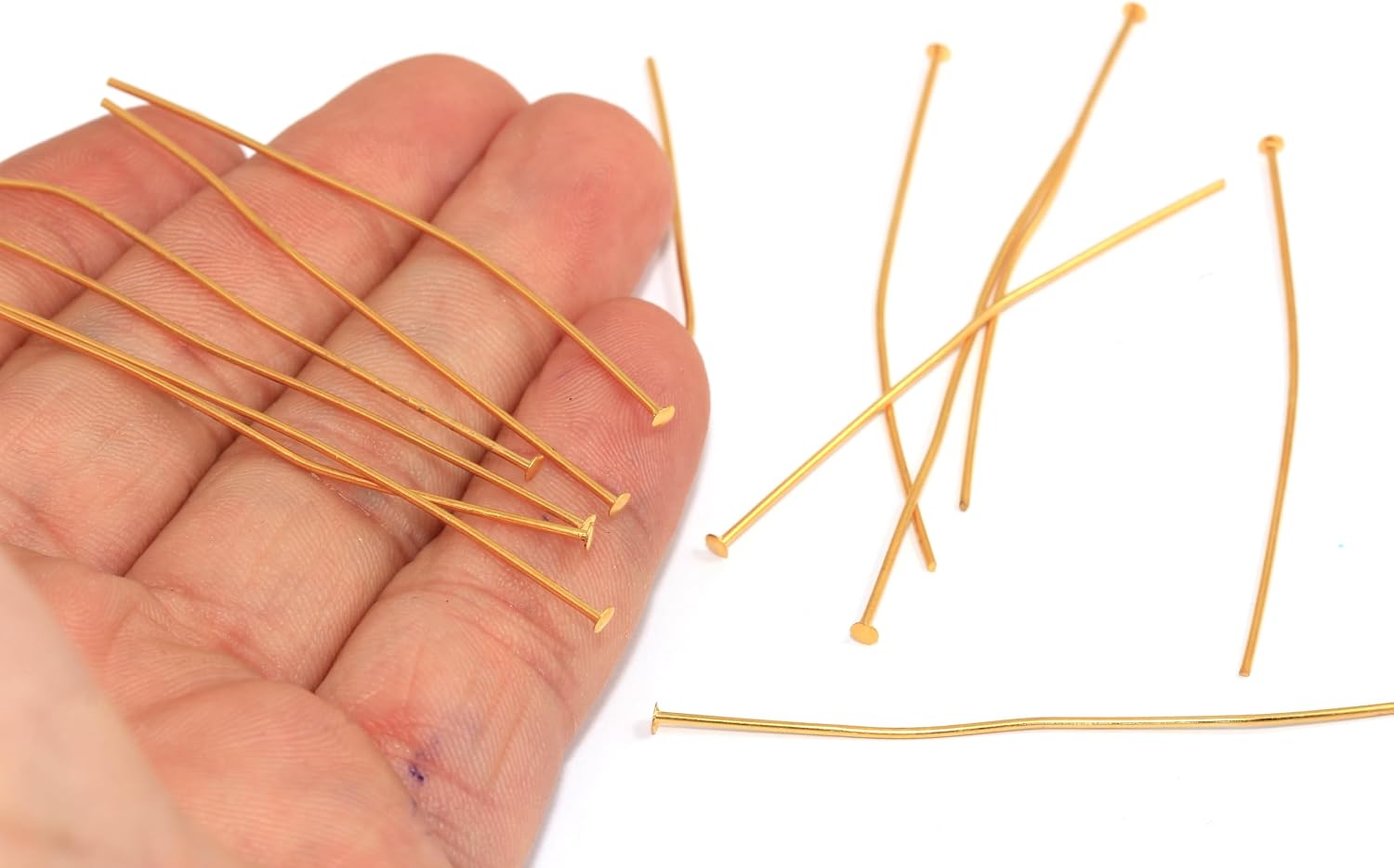 18K Shiny Gold Plated Head Pins for Jewelry Making, 20 Gauge 60mm