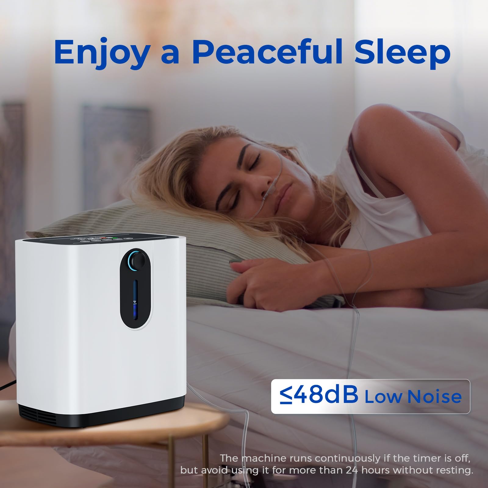 Concentratore di ossigeno portatile per la casa,Concentratore di ossigeno Xandoril,93%±3%, 1-7L/min,Doppio utilizzo di telecomando e touchscreen, <45 dB a basso rumore