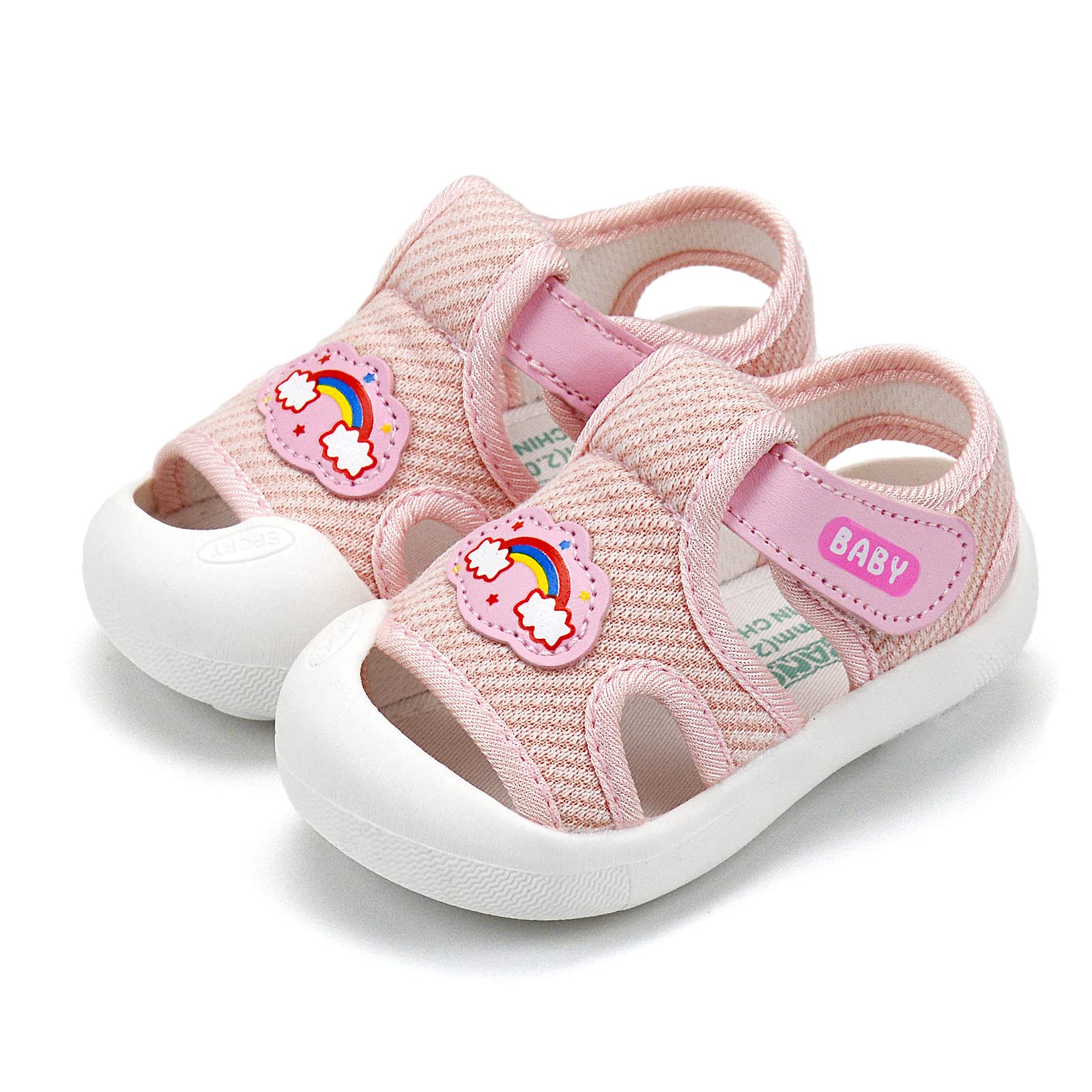 OAISNIT Baby Girls Boys Sandals Summer Water Beach Shoes Lightweight Sneakers Non-Slip Toddler First Walkers(12-18 Months, 2-Pink)