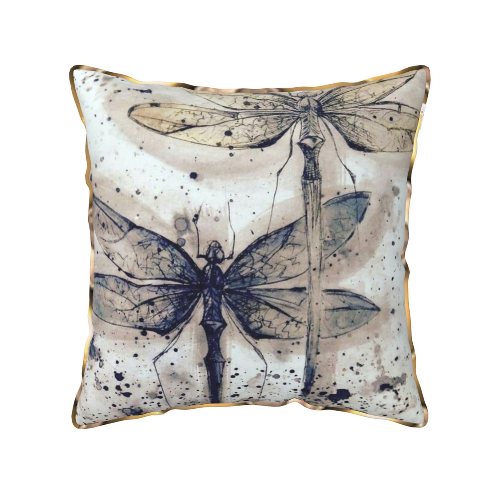 FZGGWYHL modern dragonfly printed Velvet Throw Pillow Cover Pillowcase