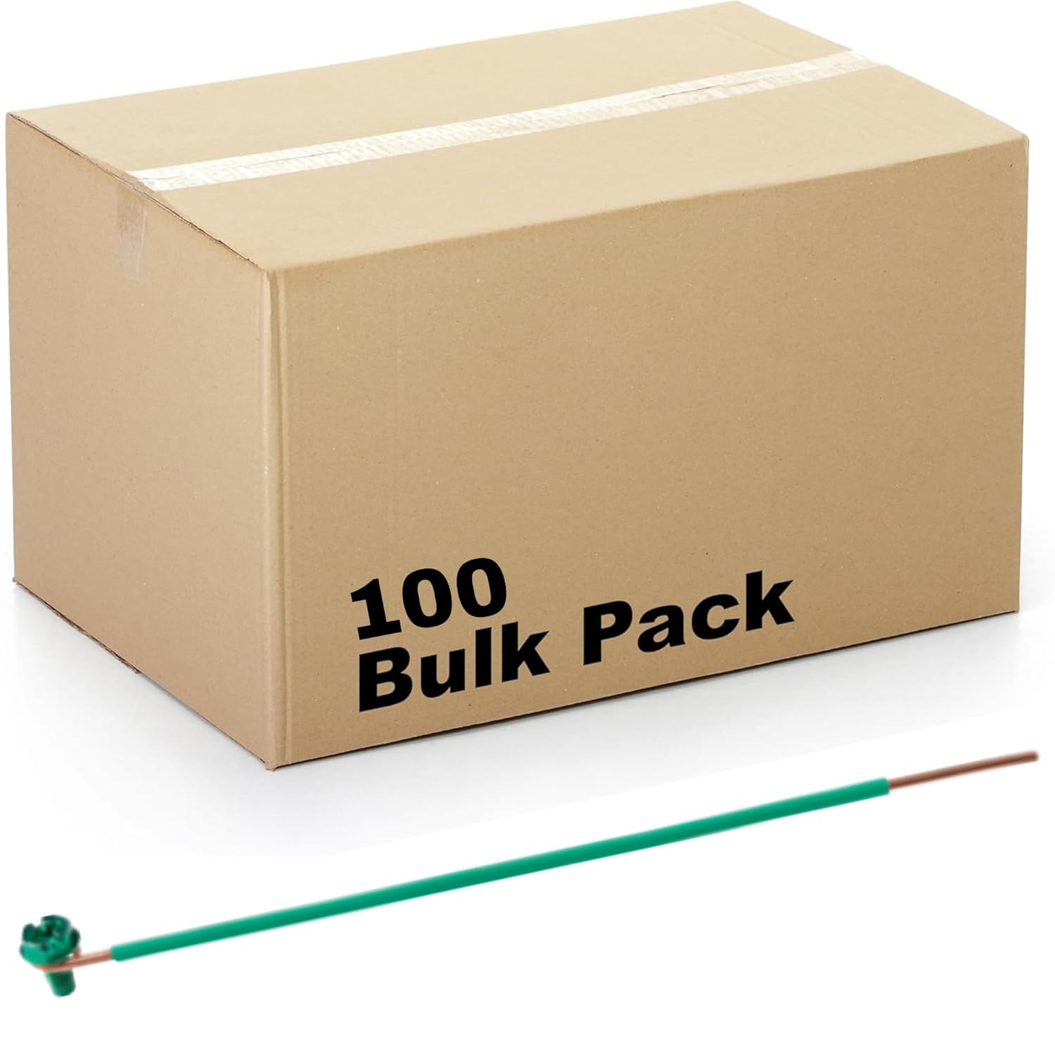 (50 Pack) Airmont 8 Inch 10 AWG Solid Grounding Pigtail, Solid Copper, Edge-Stripped Ground Wire Pigtails with Green Screws for Electrical Boxes