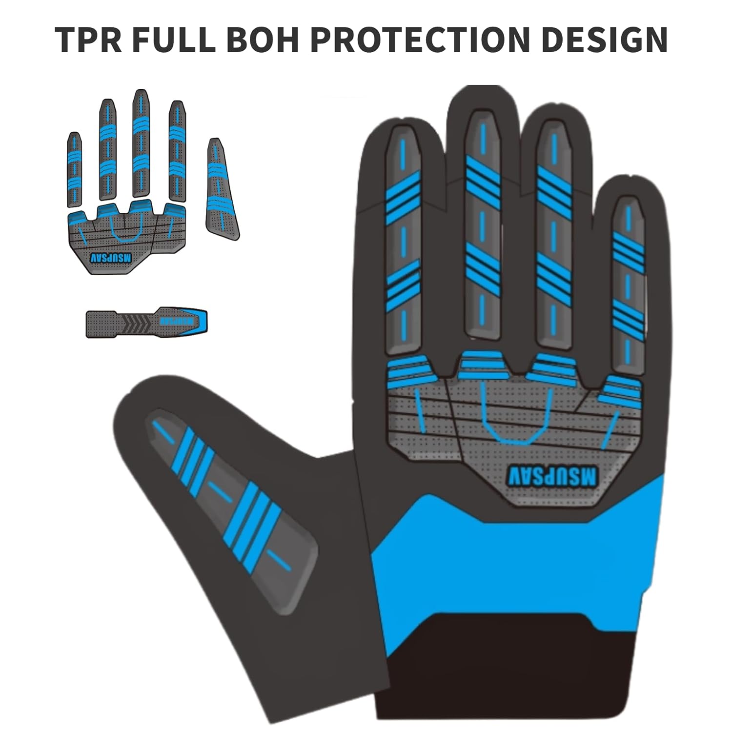 Durable Impact Heavy Duty Grip Anti-Vibration Shock Absorbing Comfort Fit Work Gloves,Touchscreen Capable,Washable,Large,Blue+Black - Image 2