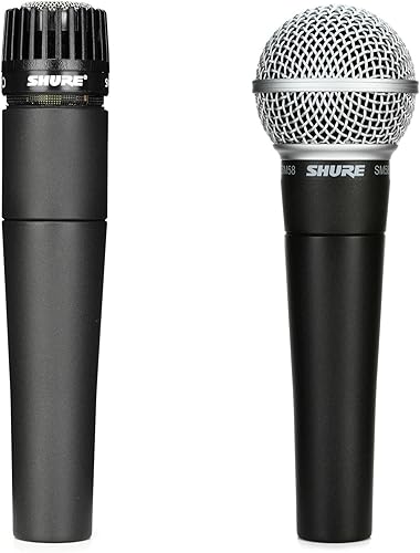 Shure Juego de micrófonos SM57 y SM58, par cardioide dinámico profesional para instrumentos y voces, sonido nítido y rendimiento versátil