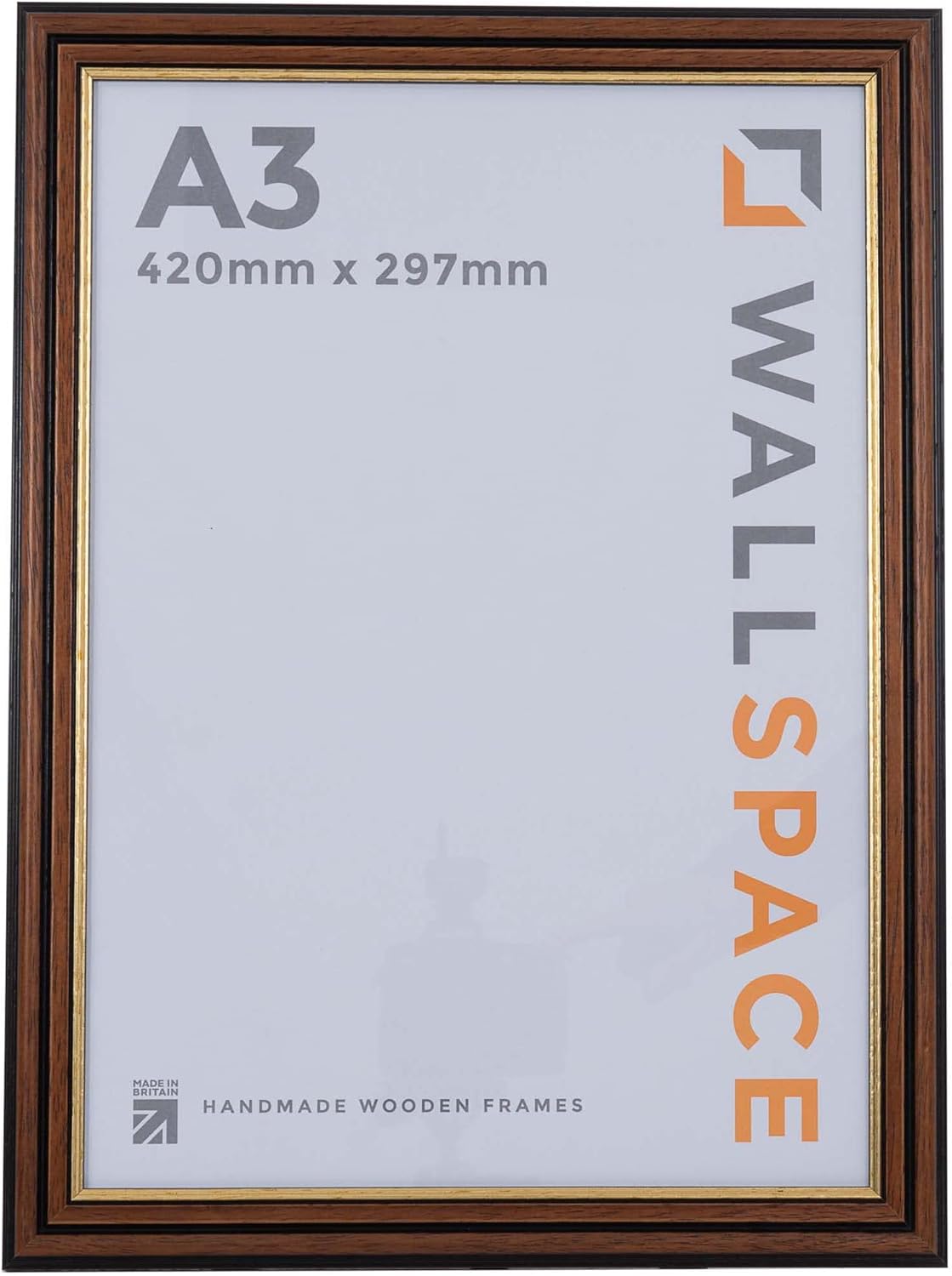 Wall Space A3 Brown Frame with Gold Inset Traditional Mahogany A3