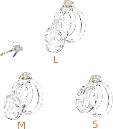 Vista 14 de Soft Rubber Male Chastity Cage, with 6 Size Rings, Invisible Lock Man Penis Exercise Bondage Gear & Accessories Lightweight Adult Sex Toys (Black, L)