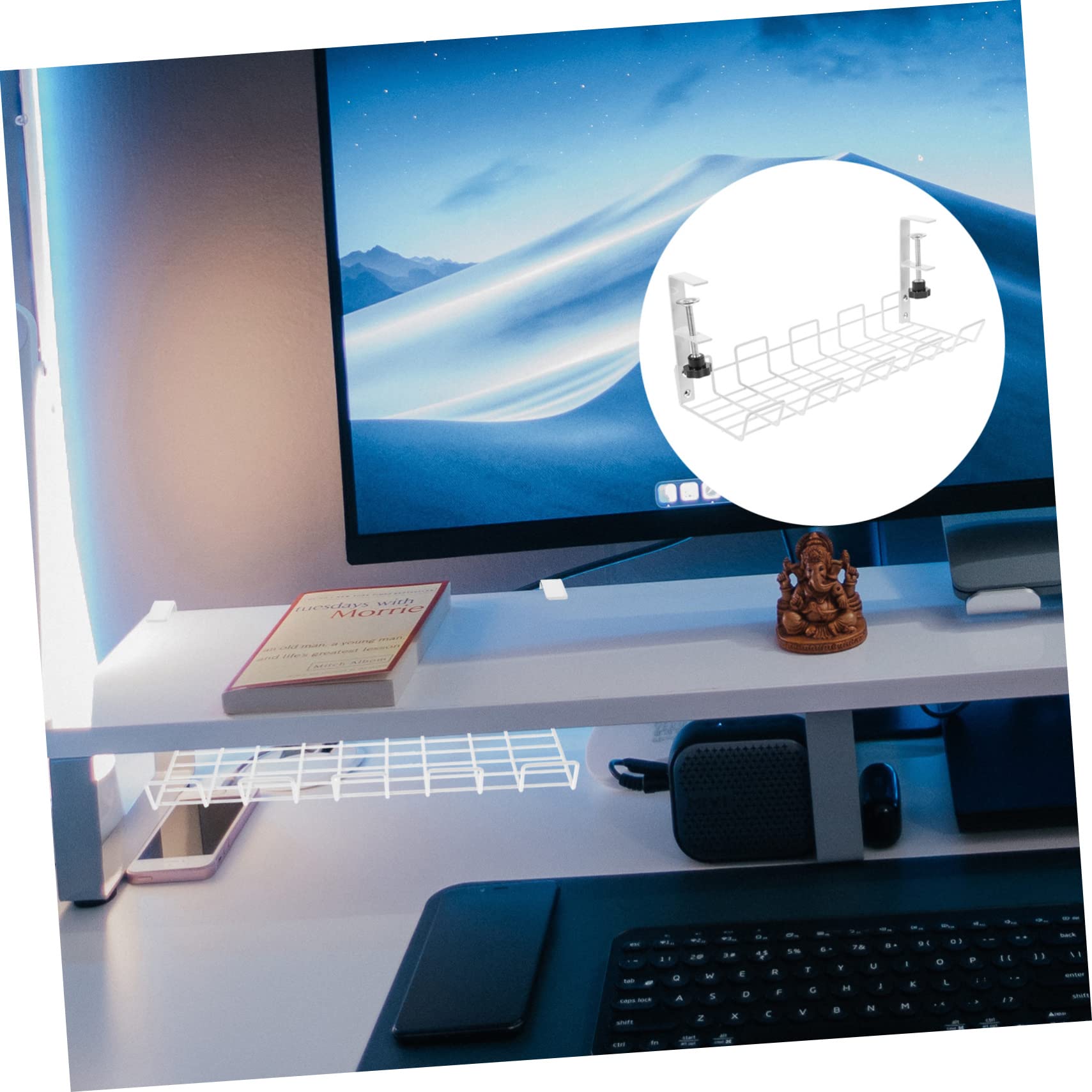 Support pour Multiprises en Acier Carbone Blanc Rack de Gestion des Câbles sous Bureau pour Organiser Câbles Électriques et Informatiques en Chambre ou Bureau Couleur Aléatoire