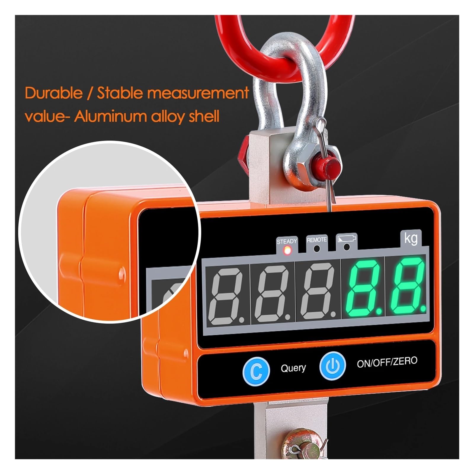Bilancia for gru digitale in alluminio da 2T, 2000 kg/4000 libbre, bilancia sospesa compatta e resistente, tipo OCS-SA, display a LED con telecomando