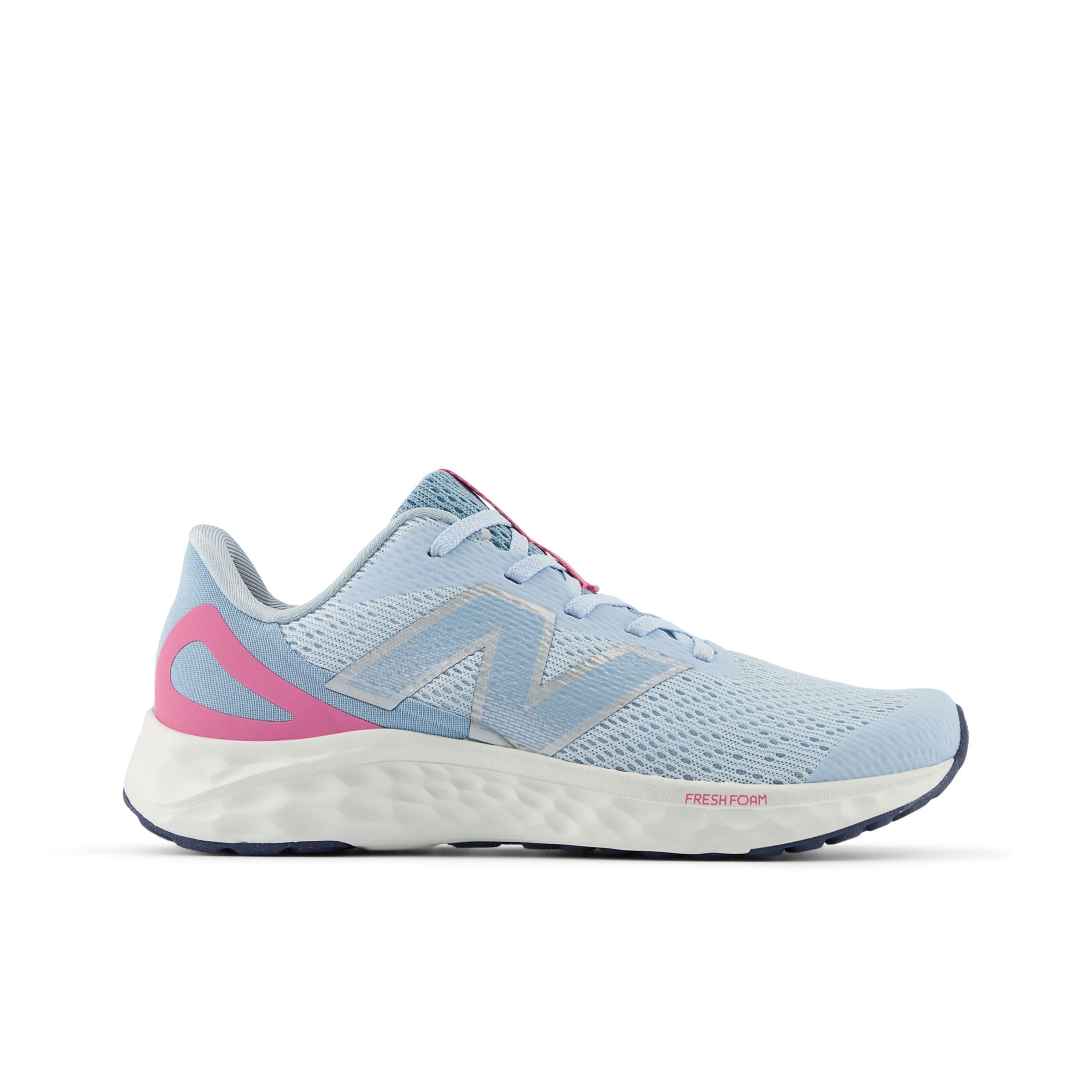 New Balance Tenis unisex para niños Fresh Foam Arishi V4 con cordones, Azul cantera/rosa real/azul cromado, 6 Big Kid