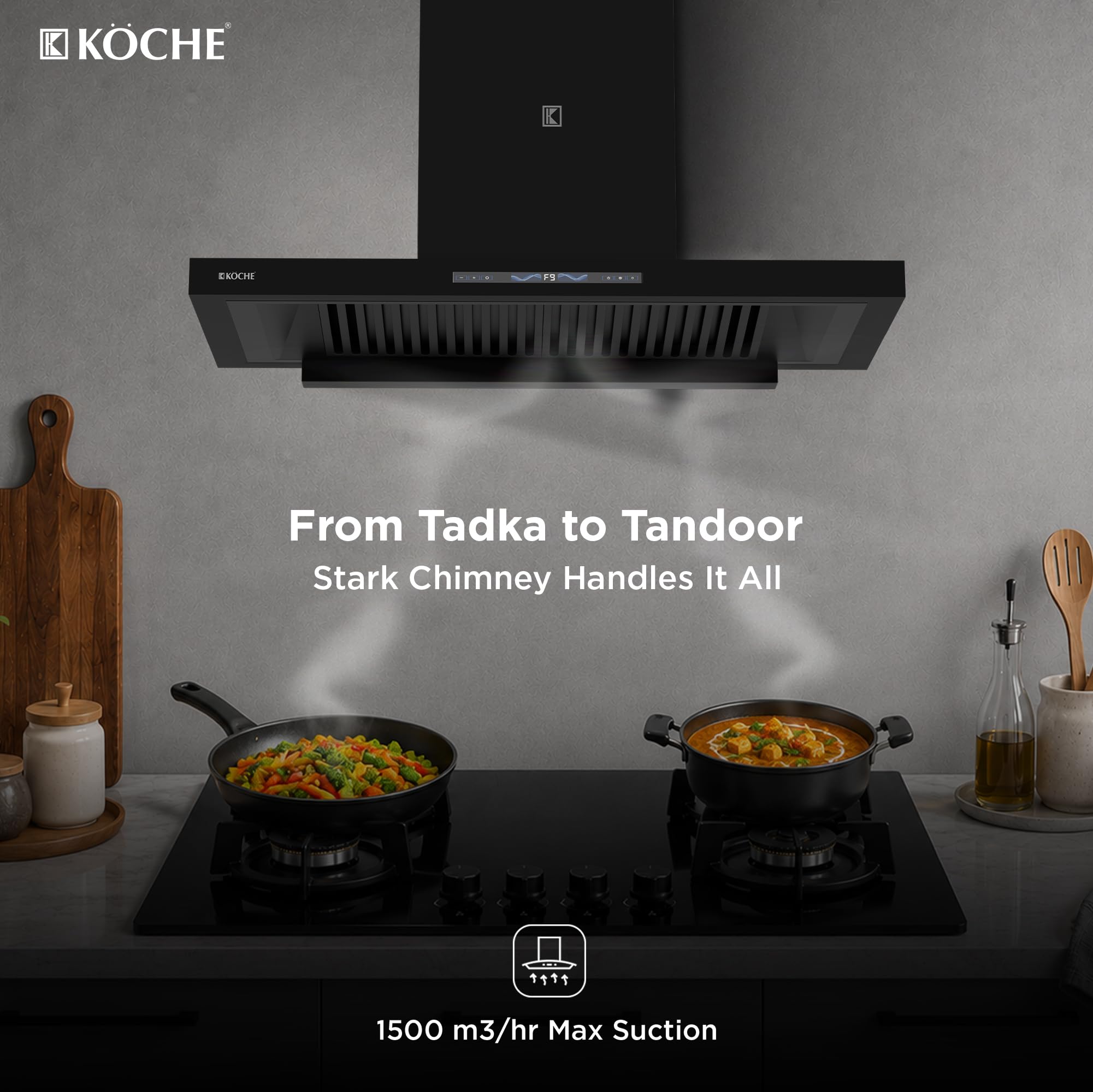 KOCHE STARK Kitchen Chimney - Filterless & Smart -2