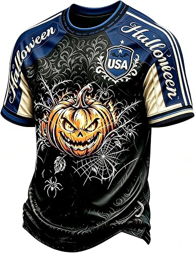 Halloween T Shirts for Men Lightweight Short Sleeve Easy Outfits Vintage Funny P