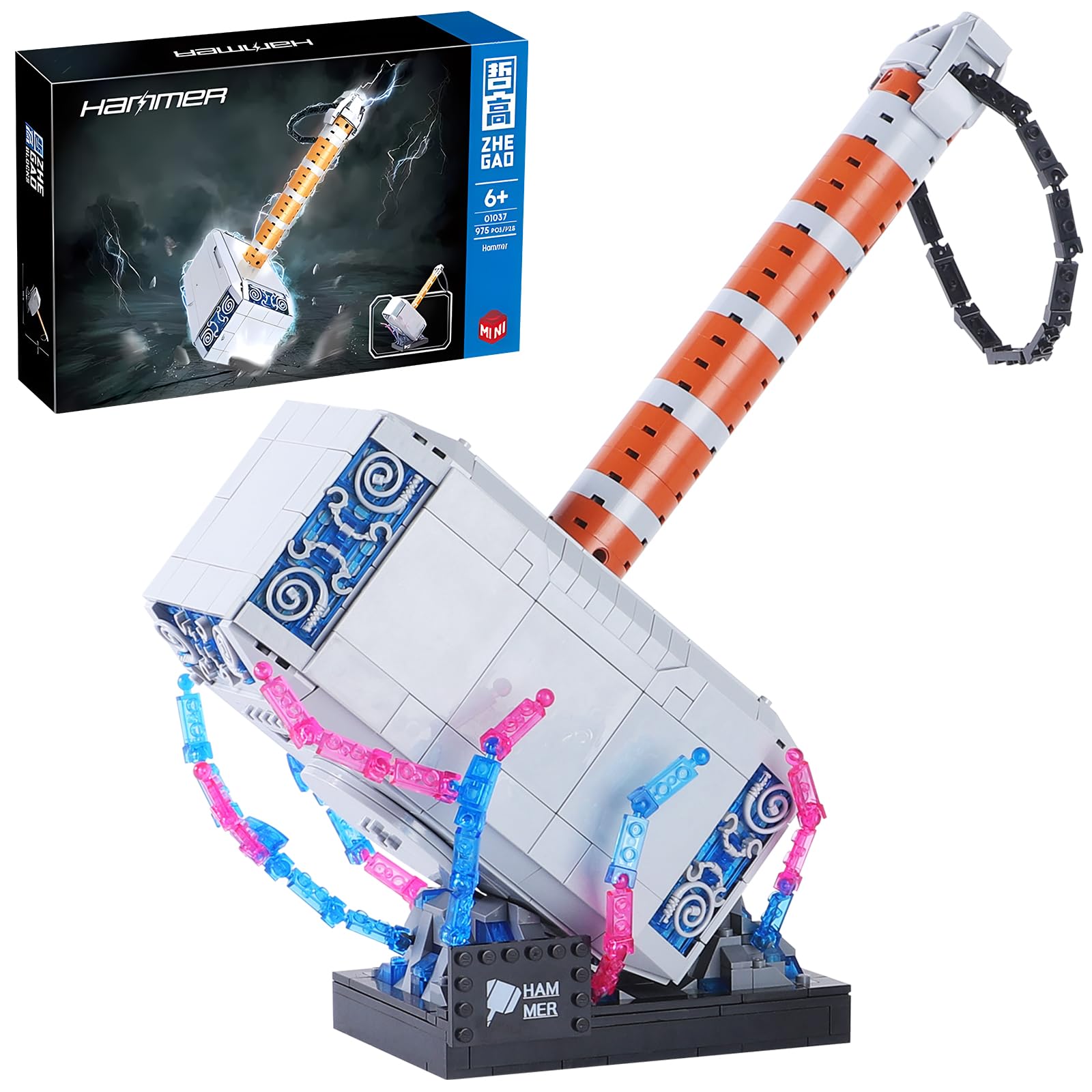 Boyorc Thor Battle Hammer Building Blocks Toys,975PCS Creative Super Hero Building Set, Gift for Adults, large