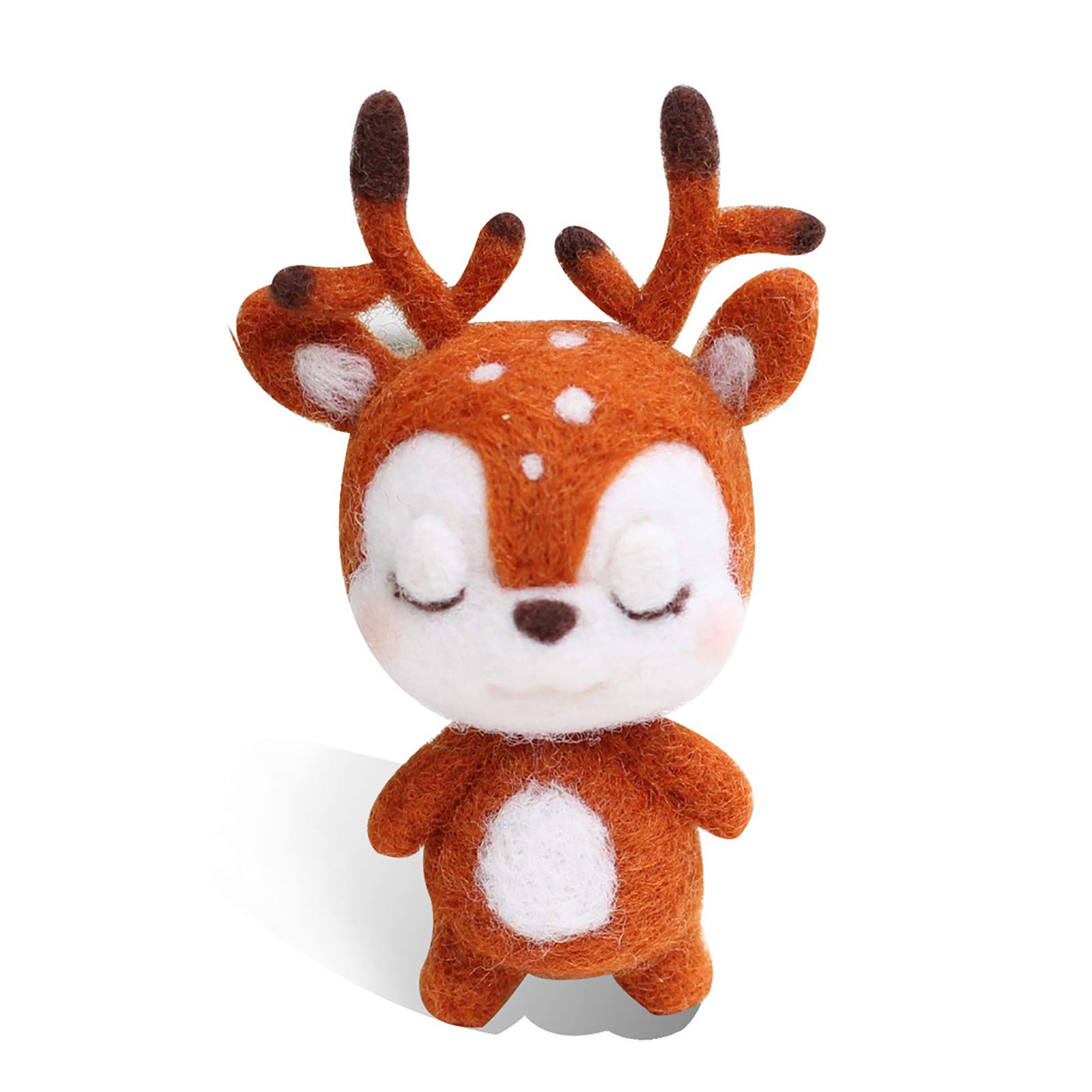 TopHomer Wool Felts Material Production Package DIY Cute Hand Spinning Crafts Non Finished Poked Set Beginners Needle Felting Handcraft Kit(Sika Deer) — image 1