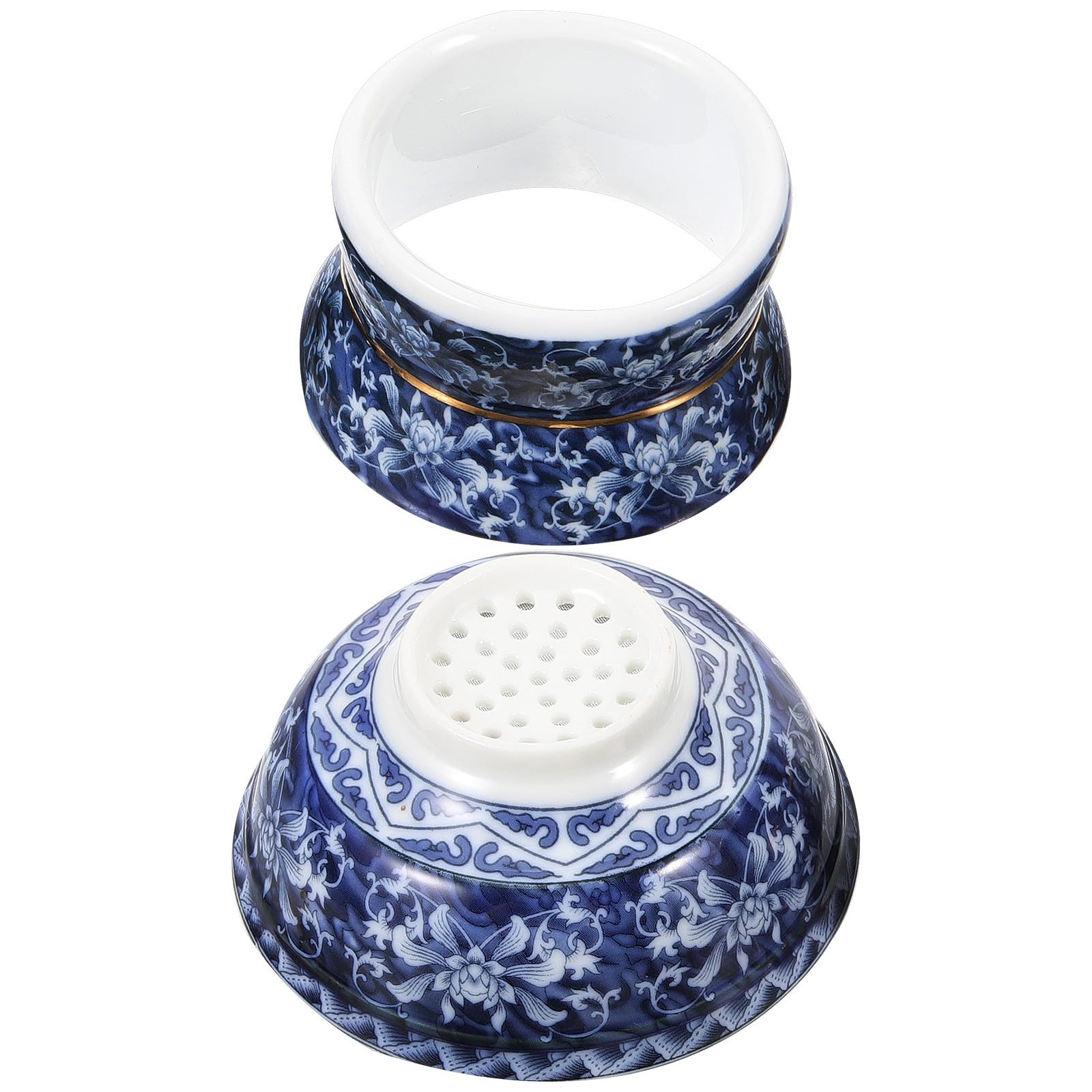 Passoire en céramique artisanale en porcelaine bleue et blanche pour théière