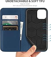 Vista 7 de SHIELDON Funda tipo cartera para iPhone 11 Pro Max, de piel auténtica, magnética, bloqueo RFID, ranuras para tarjetas, soporte a prueba de golpes