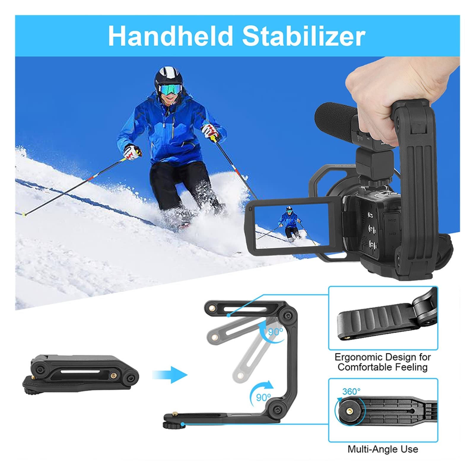 Cámara de Vlogging, Cámara de Video vlogging de videocu Poco 4K for la grabación de vlog 5 6MP Y IR Cámaras de visión Nocturna cámara de Mano con función WiFi(Standard,Grey)