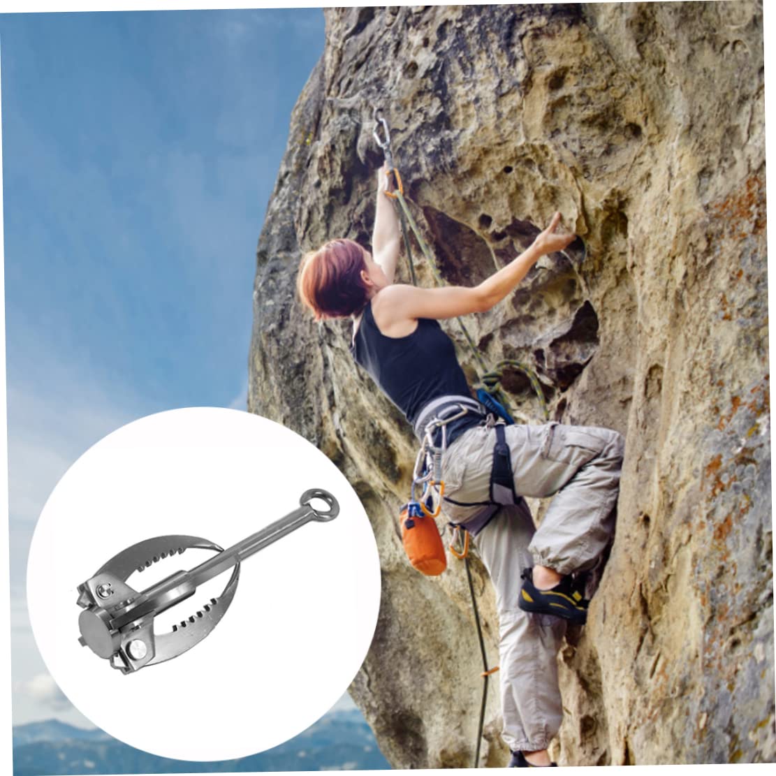 Enterhaken, Edelstahl-Klapp-Enterhaken, Kletterklaue, Überlebenswerkzeug, Ausrüstung für Outdoor-Klettern, Wandern, Taschen-, mit Seil