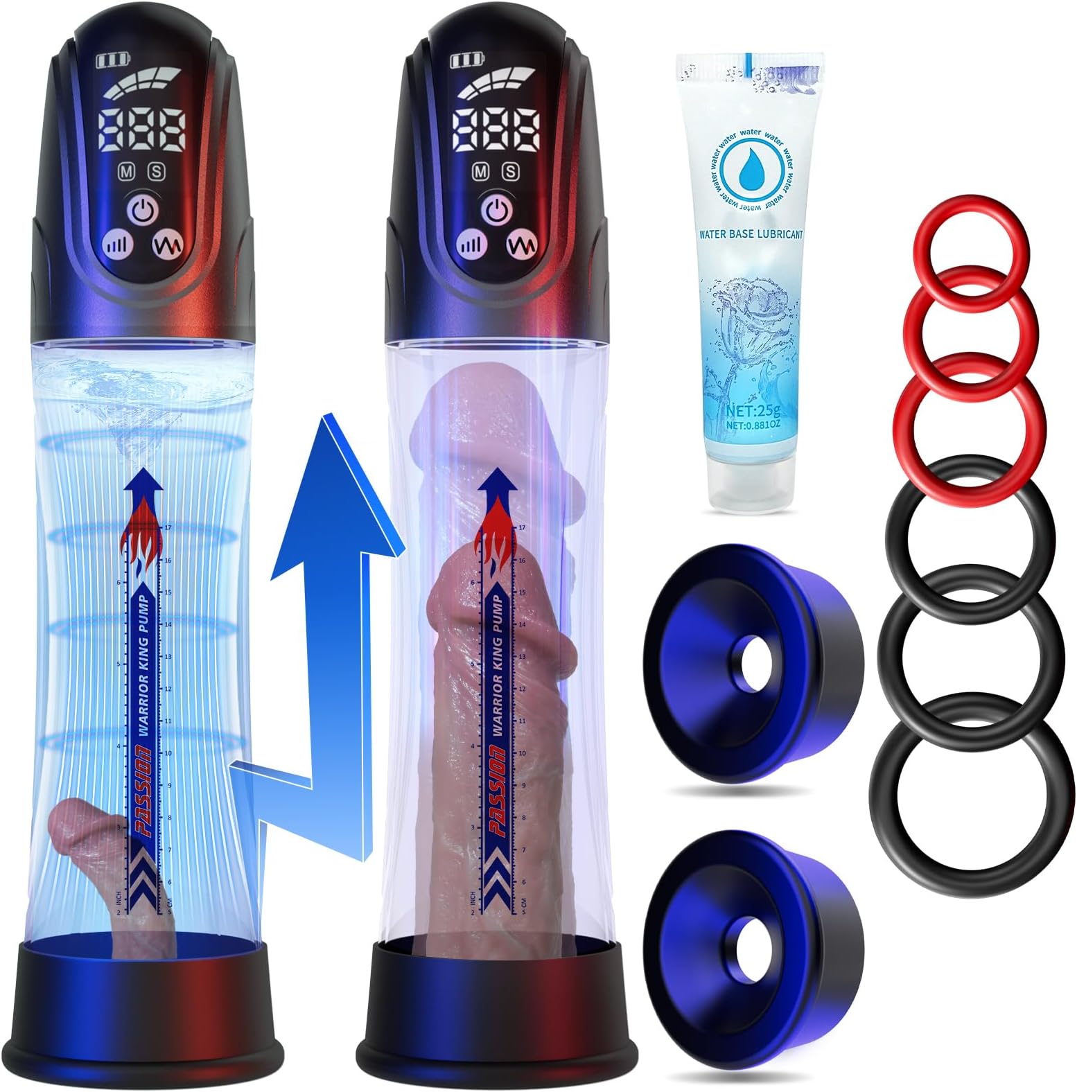 Men's Sexual Vacuum Penis Pumps, Water Pump Penis Enlargement Extender Sex Pump with 4 Vacuum & 4 Suction Modes for Men Erection Training and Masturbate Pleasure, Penis Enlarger Growth Extender Pump