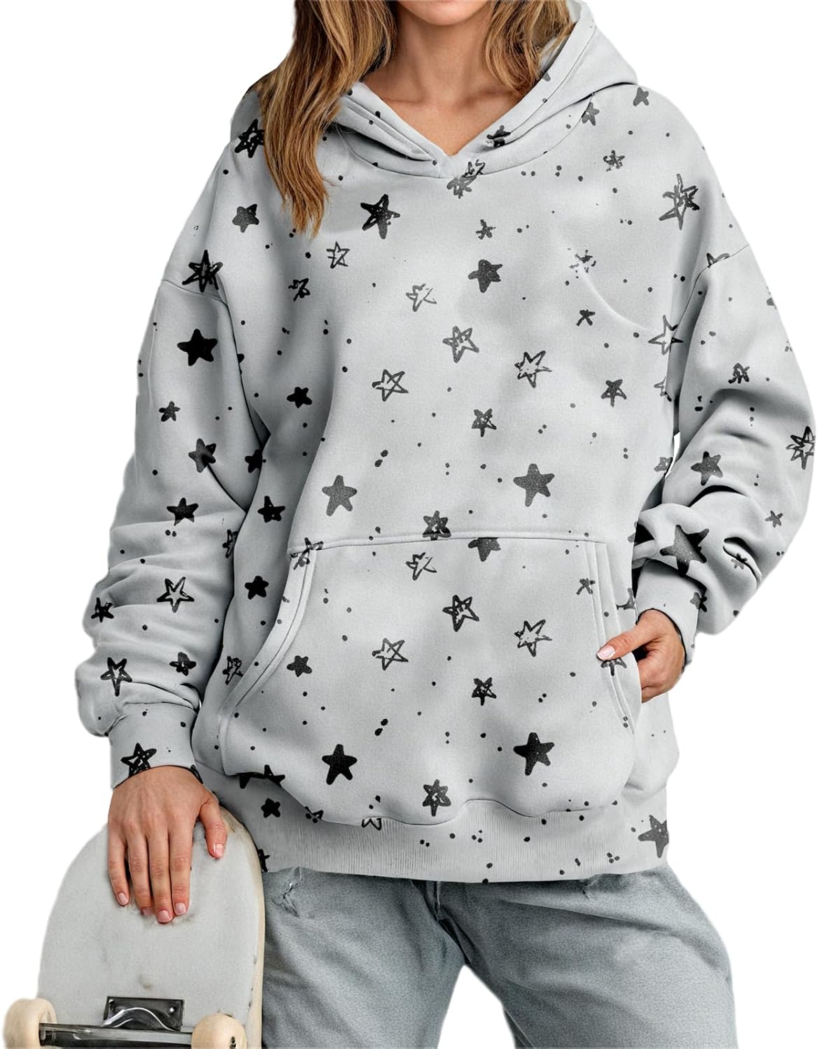 Womens Oversized Sweatshirts Hoodies with Pocket Camo Crewneck Long Sleeve Fashion ...