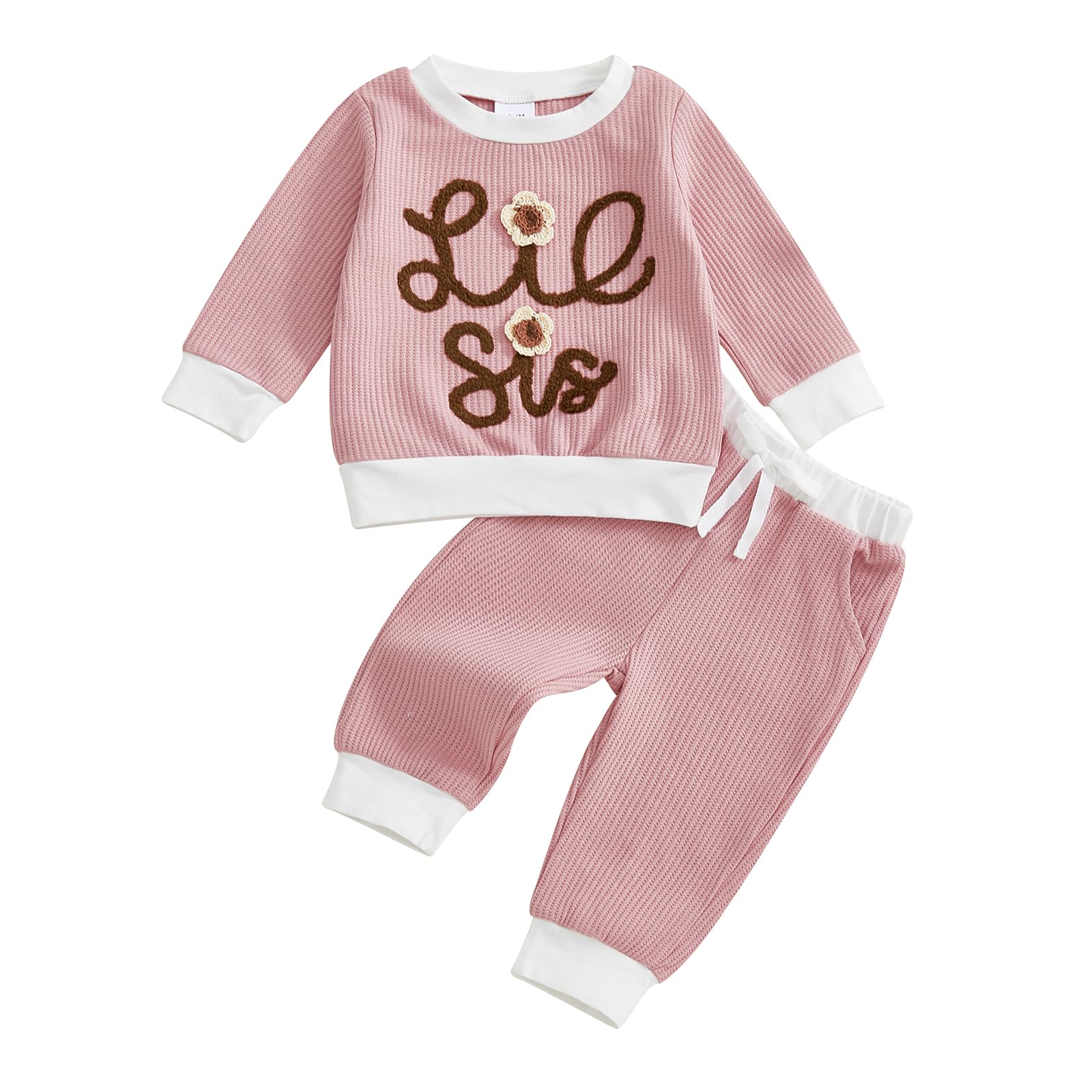 Amnnchya Toddler Infant Baby Girl Fall Winter Clothes Big Sister Little Sister Matching Outfits Sweatshirt Pants Set