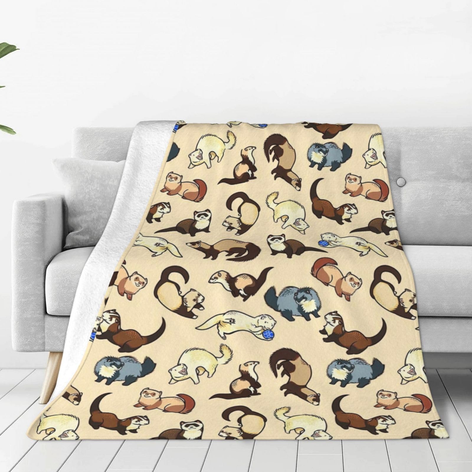 Couverture flanelle furet douce jeté de lit canapé 152x127 cm