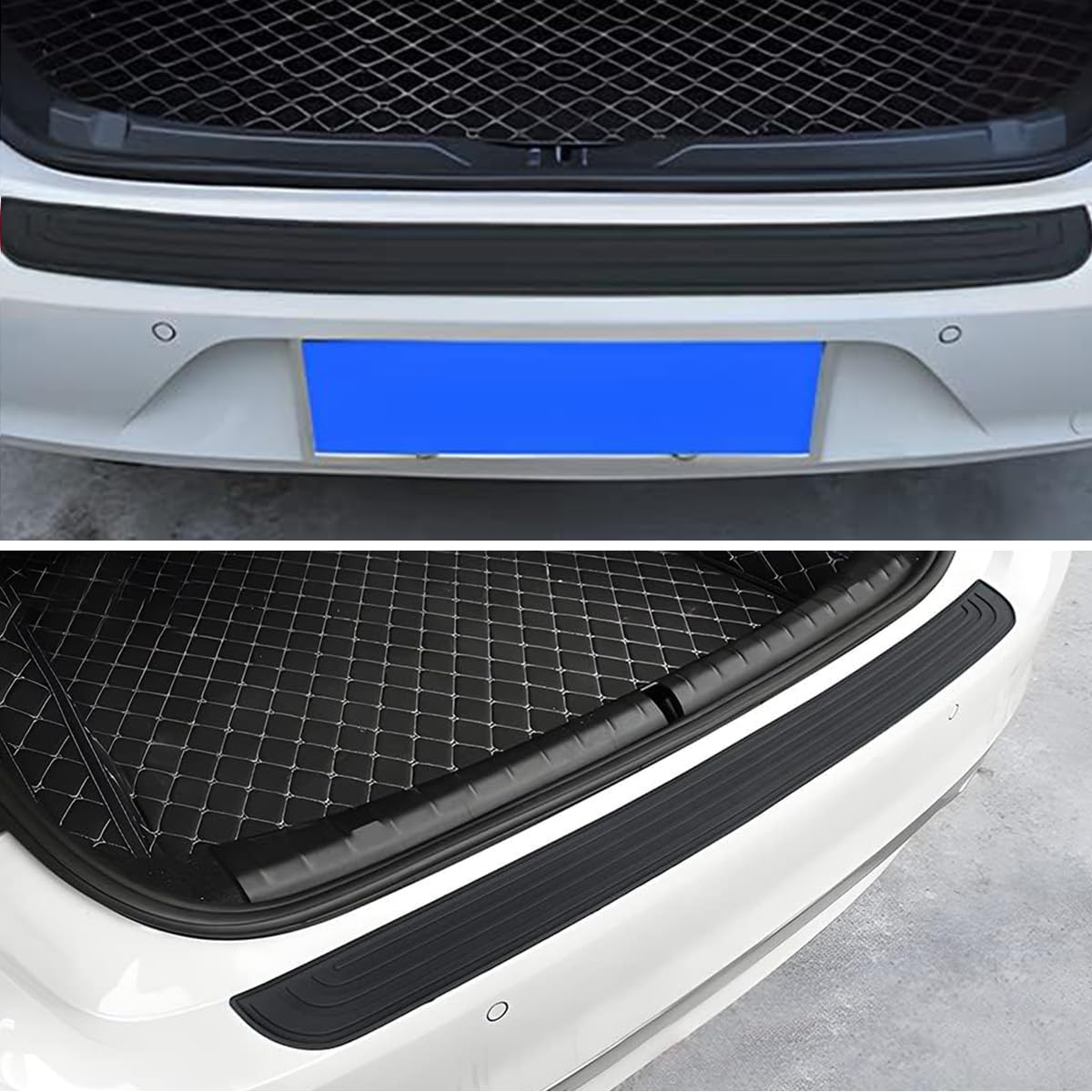 Car Rear Bumper Protector Guard, Anti-Scratch Rubber Automotive Trunk Sill Protective Strip, Non-Slip Vehicle Trunk Door Entry Protective Strips, Universal for Vehicles (Black)