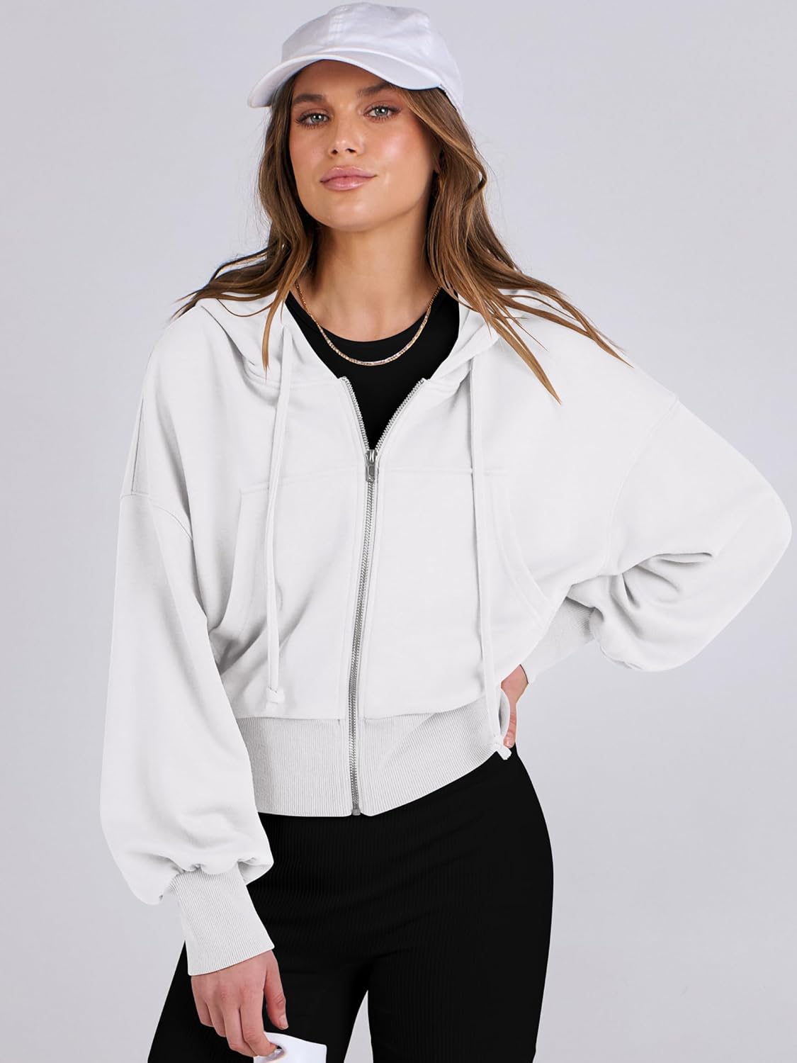 ANRABESS Womens Zip Up Hoodies Cropped Sweatshirts Casual Comfy Cute Zip Jackets Fashion Trendy Fall Outfits 2026 Y2K Clothes - Image 2