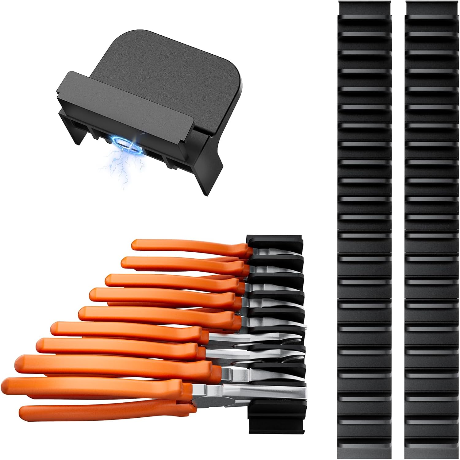 44 PCS Magnetic Plier Organizer for Toolbox & Tool Drawer, Modular Desgin Plier Holders, Modular Toolbox Organizer System for Professional and DIY Mechanics, Include 20 Big Slot, Black