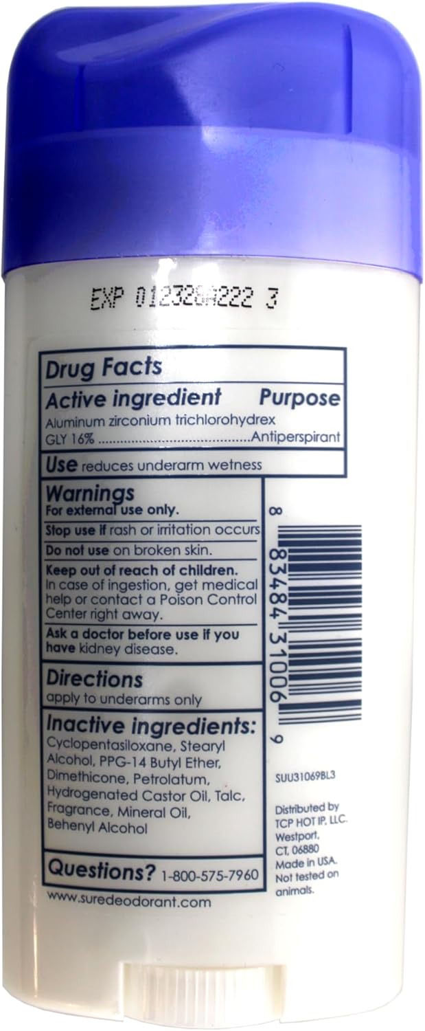 Sure Anti-Perspirant & Deodorant Invisible Solid Fresh & Cool 2.60 oz (Pack of 6)