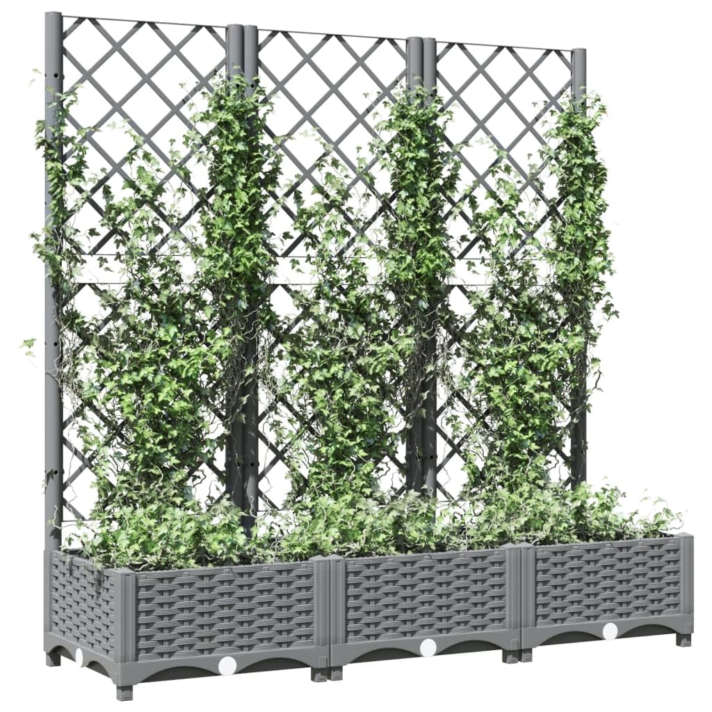 Jardinière avec Treillis PP Jardin Gris Clair 120x40x121,5 cm