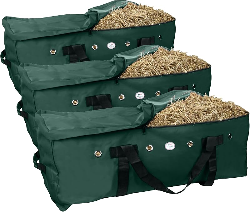 Saco para Armazenamento de Fardos de Feno em Nylon 1200D Majestic Ally, Verde Hunter Green, Tamanho Extra Grande, Pacote com 3