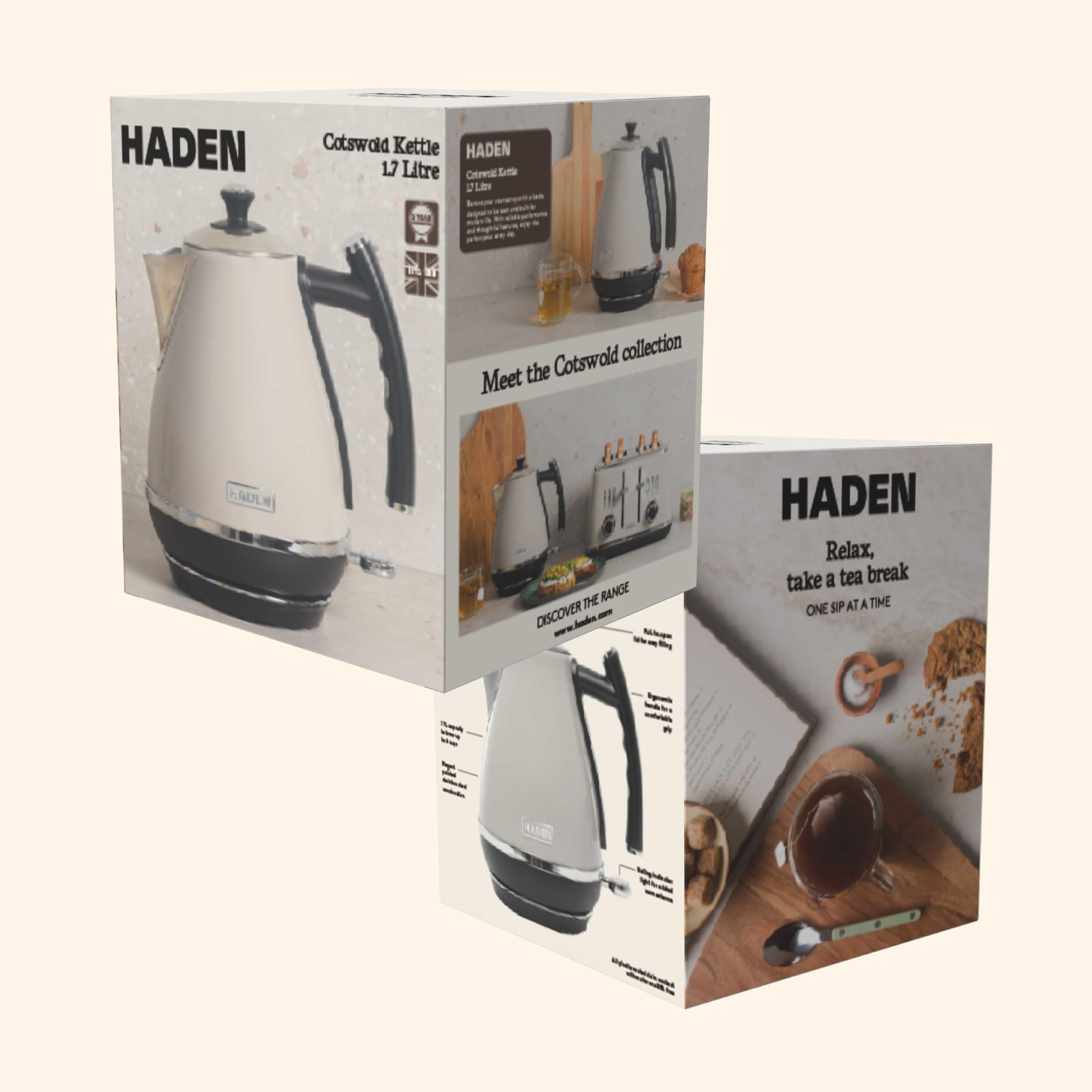 Haden Kettle Cotswold - Masilla retro de 1,7 L de hervido rápido y apagado automático