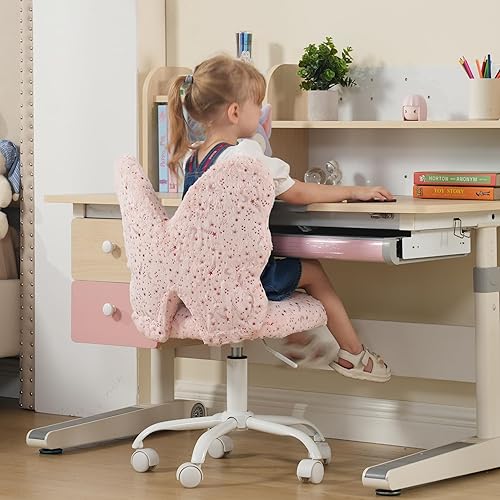 Miniatura 8 de Silla de escritorio con diseño de mariposa para niños, silla de estudio para niñas, estudiantes, silla de computadora, silla de oficina giratoria