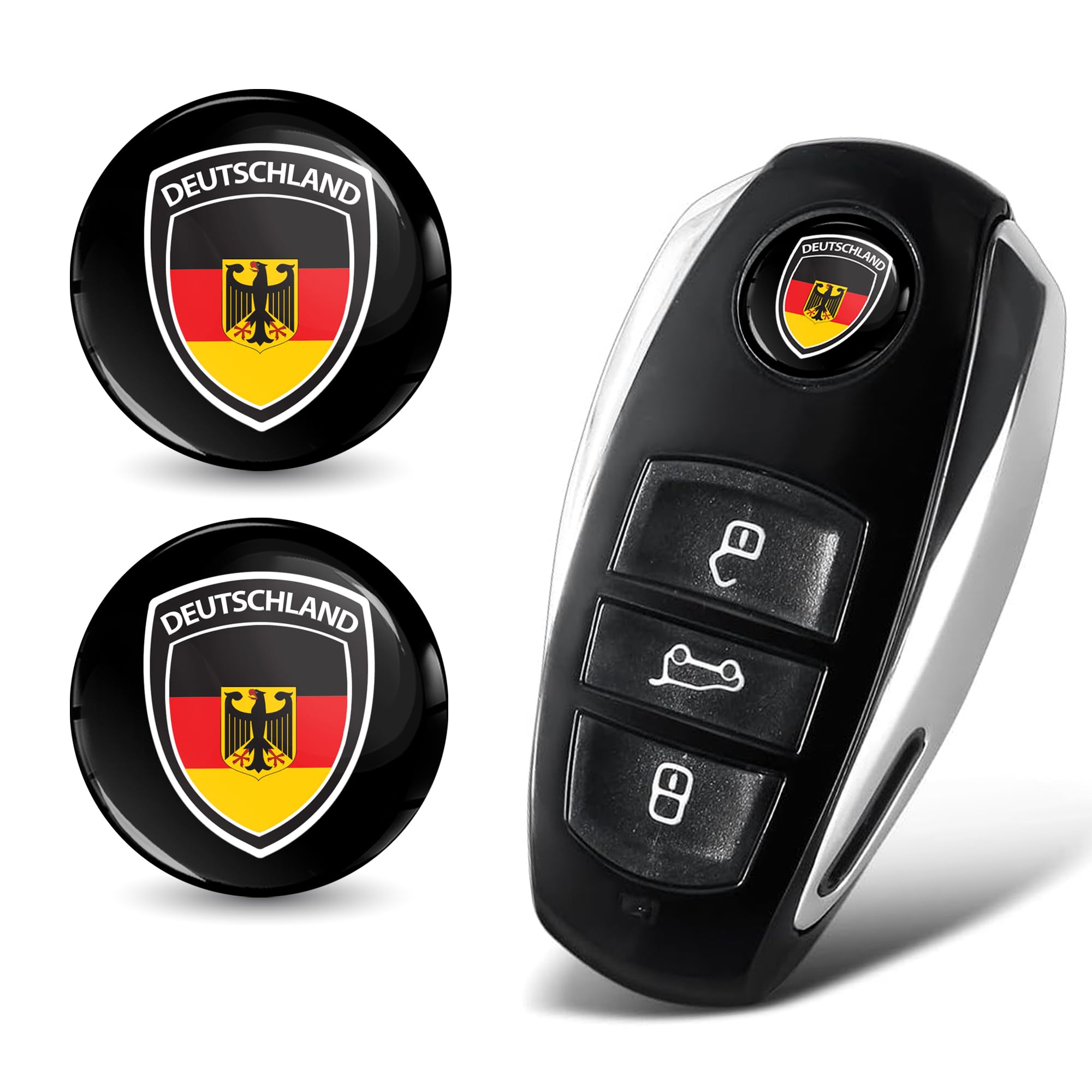 SkinoEu 2 x Diameter 14 mm 3D Key Emblem Stickers for Remote Control Car Moto Logo Key Badge Tuning Germany Flag KSK 2