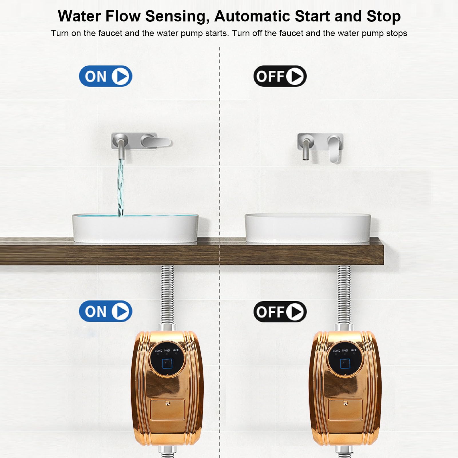 Bomba de Presión de Agua Automática de 80W, Refuerzo Silencioso de Alta Elevación para Ducha con Calentador de Agua Solar Doméstico (Enchufe europeo 100-240 V)
