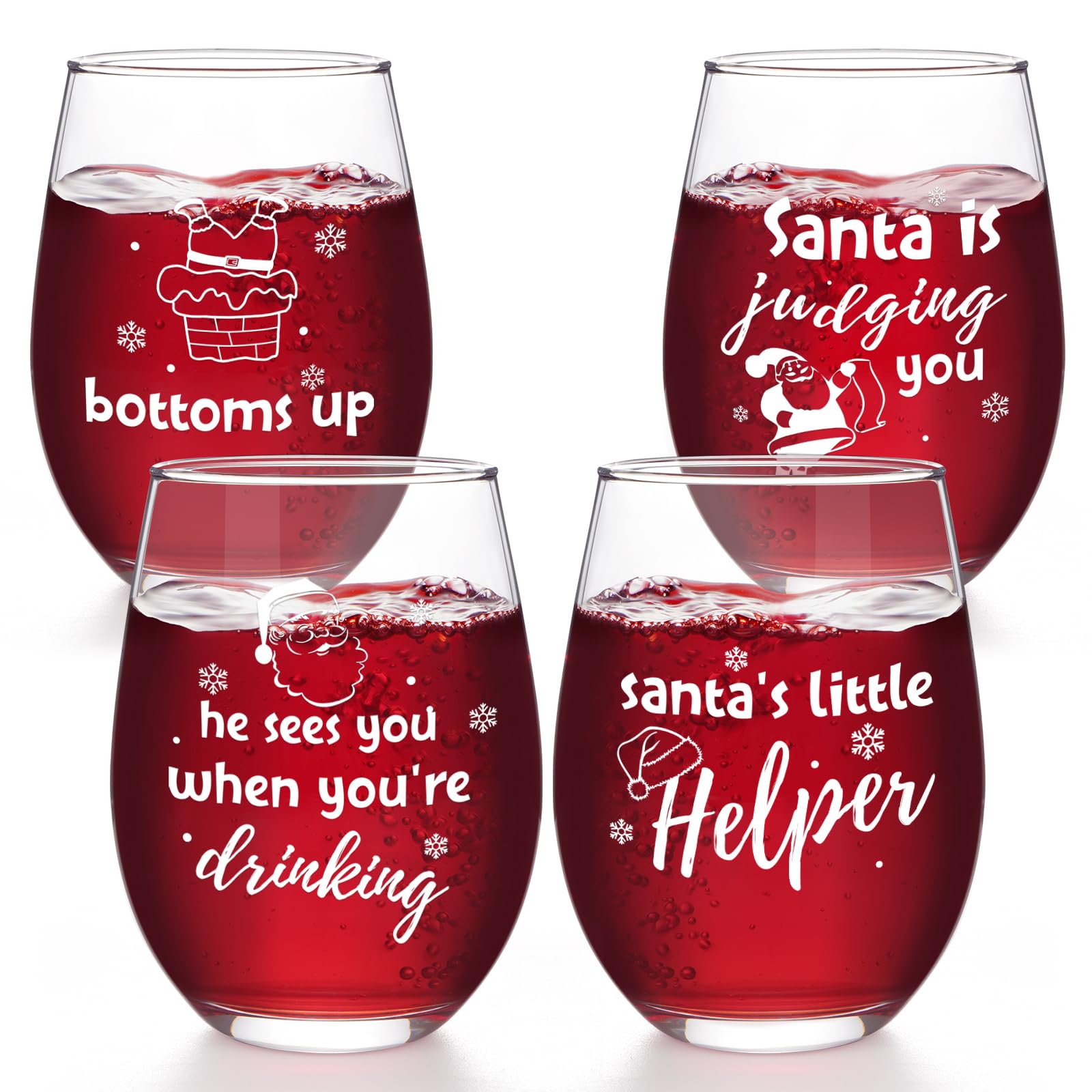 Christmas Stemless Wine Glasses Perfect Holiday Party Addition