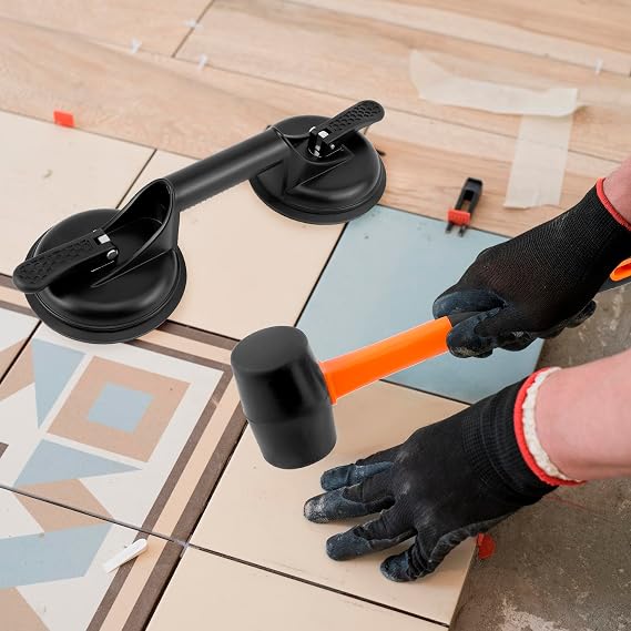 QWORK Floor Gap Fixer Tool for Laminate Floor Gap Repair with 11.8 Inch Plastic Mallet, for Floating Wooden Floors