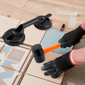 QWORK Floor Gap Fixer Tool for Laminate Floor Gap Repair with 11.8 Inch Plastic Mallet, for Floating Wooden Floors