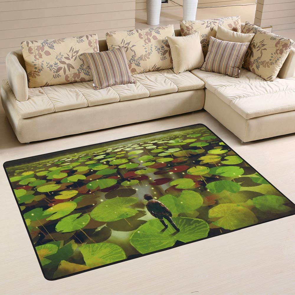 Tapis de grande taille pour jeune homme Cheshongg, motif lys pour salon et chambre