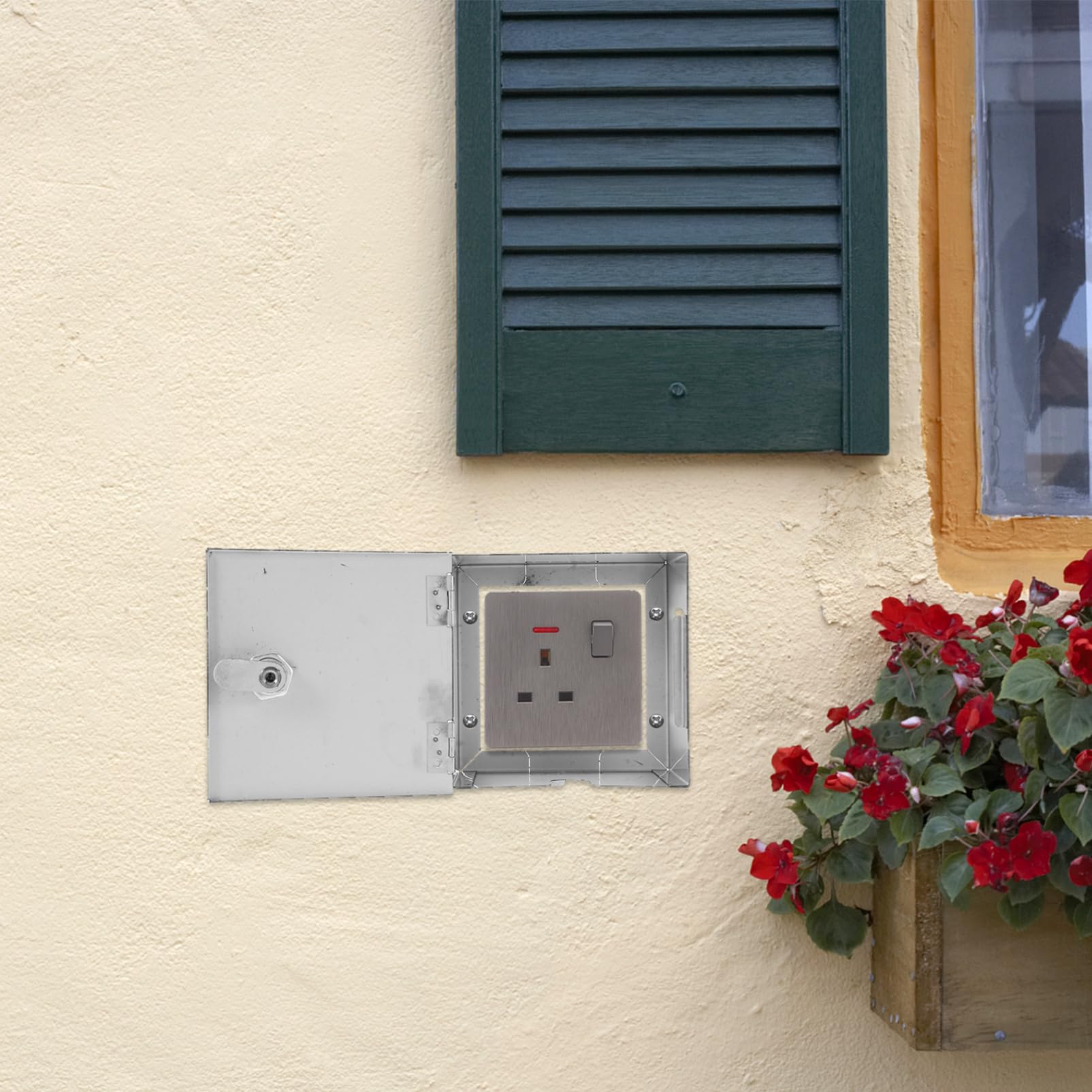 DOITOOL Boîte De Protection De Prise En Acier Inoxydable Antivol Couvercle Verrouillable Pour Usage Intérieur Et Extérieur Protection De Sortie Électrique Résistante À L’eau Facile À Installer