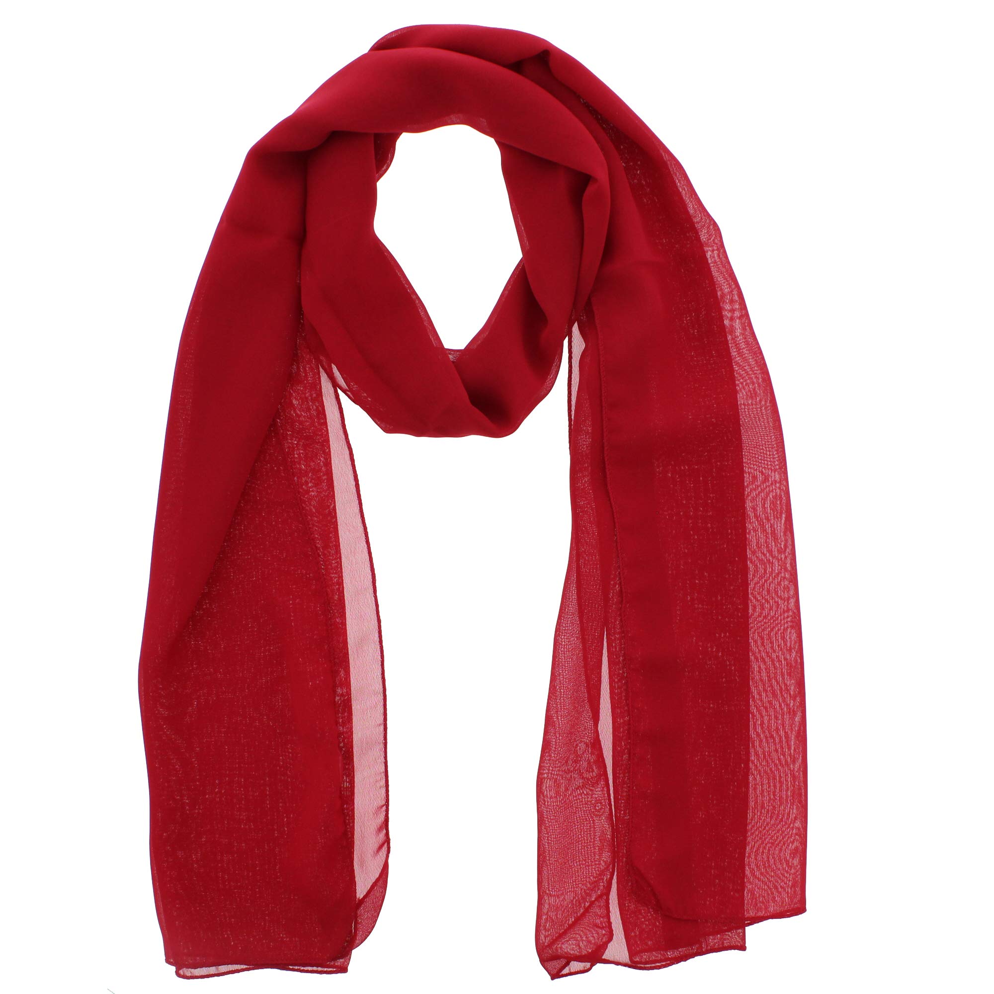 Zac's Alter Ego Women's Claret Chiffon Scarf Plain Neck Scarf Soft Headwrap Girls Headscarf Sheer Wrap Scarves & Wraps - 150X45cm