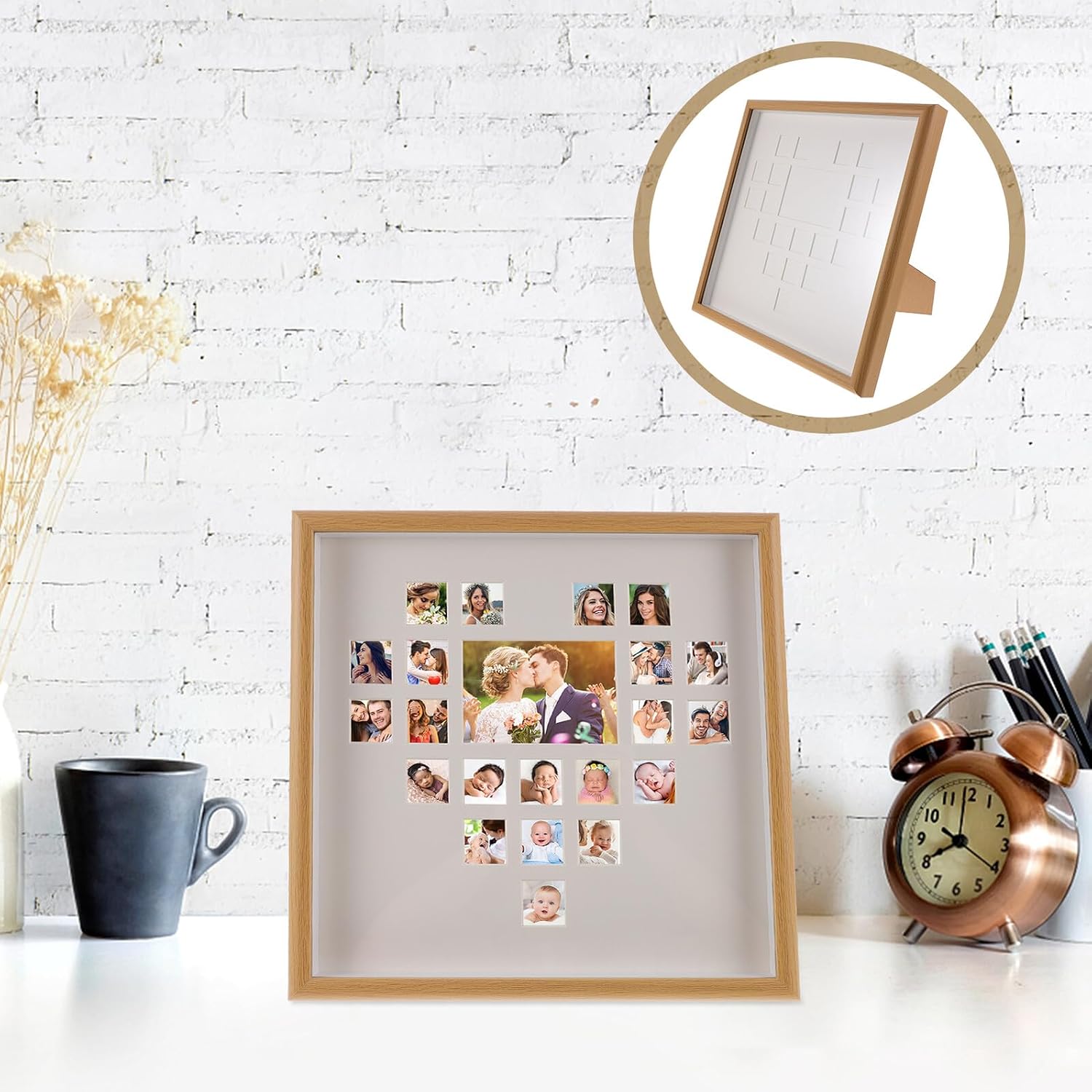Heart Art Frame 22-grid Wood DIY Painting Frame for Kids