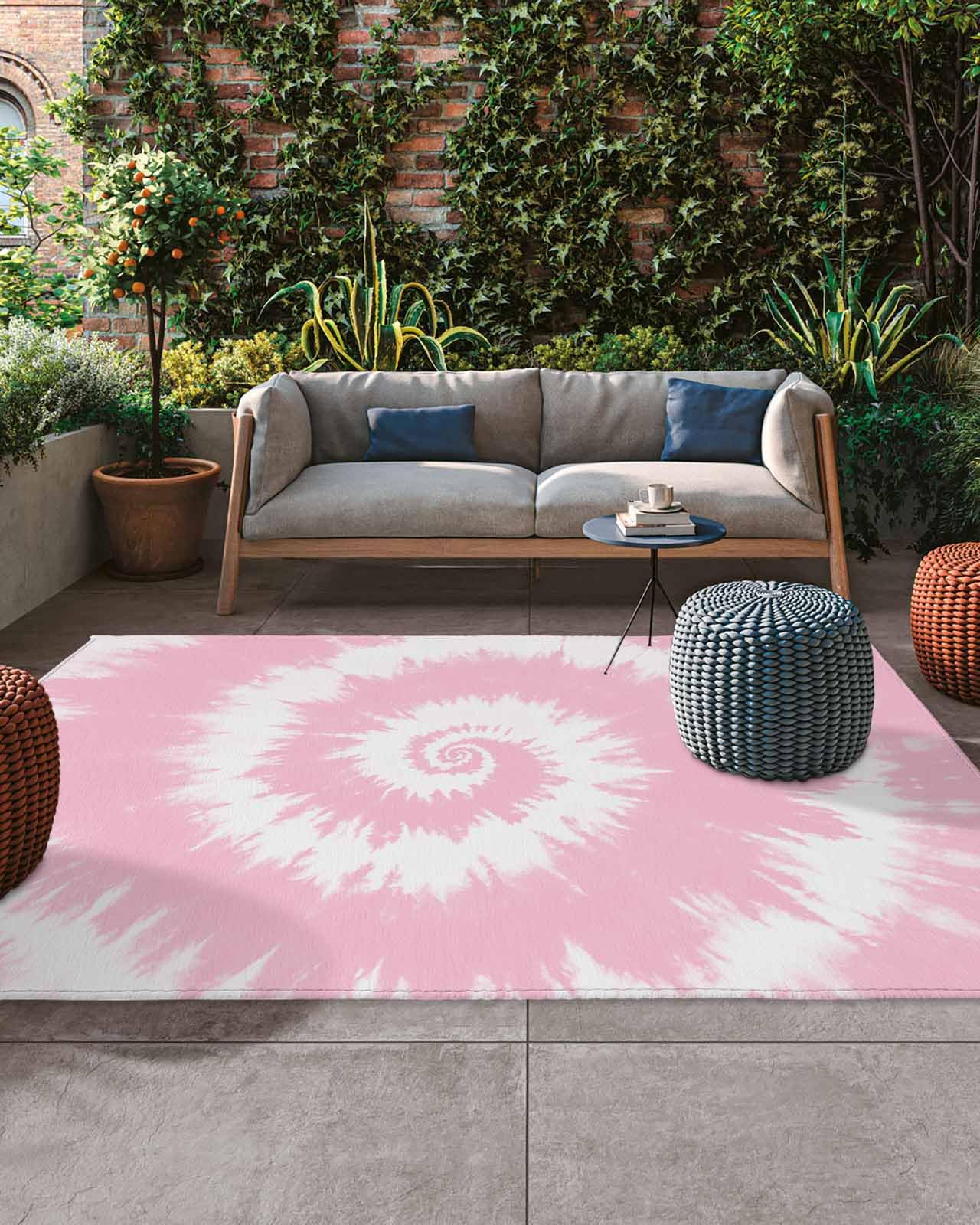 Amazon.com: Pink White Ombre Outdoor Rug,5x8 Feet Outdoor Plastic