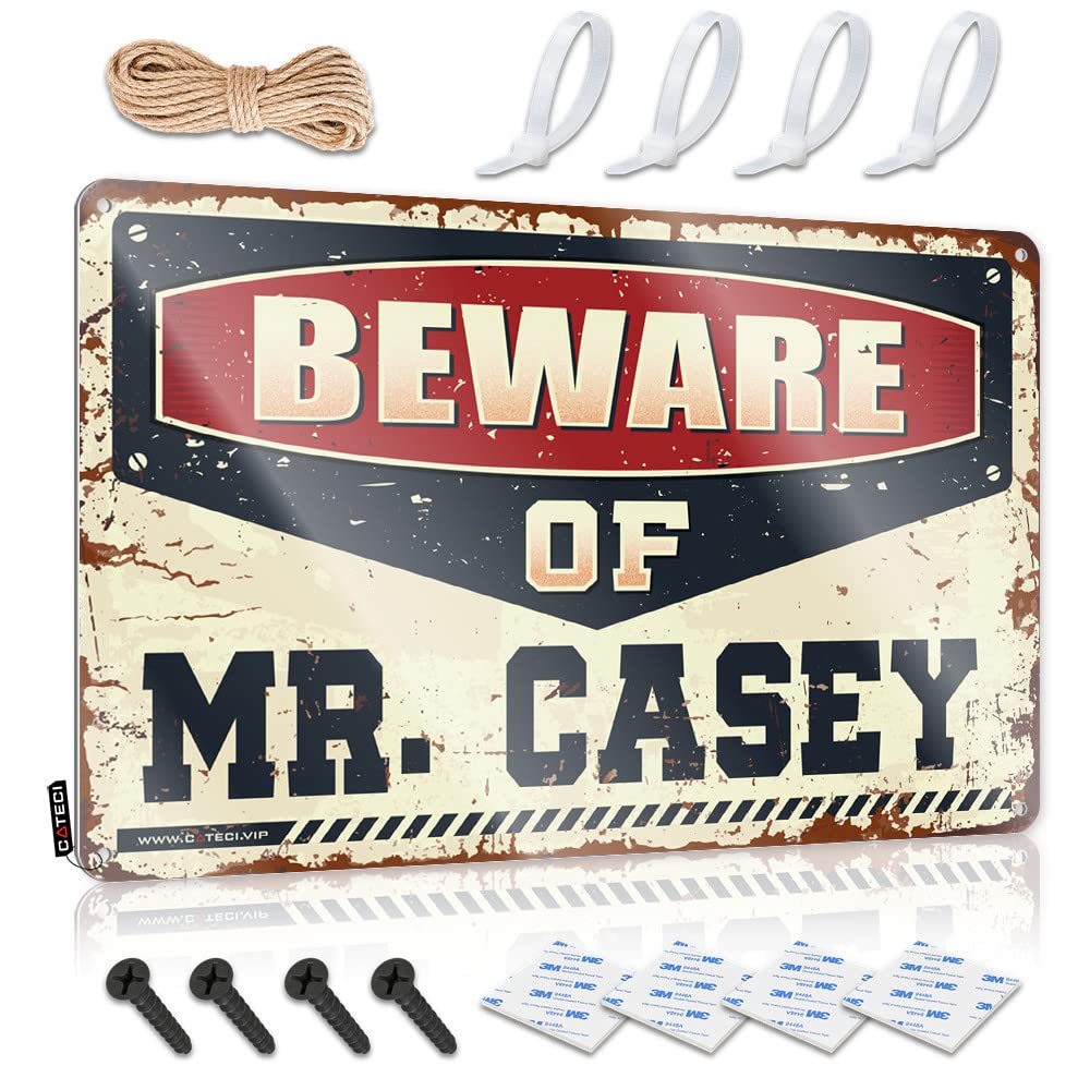Tin Signs For Garage Beware Of Mr. Casey Tin Sign Funny Desk Signs Mancave Signs And Decor(30X40CM)