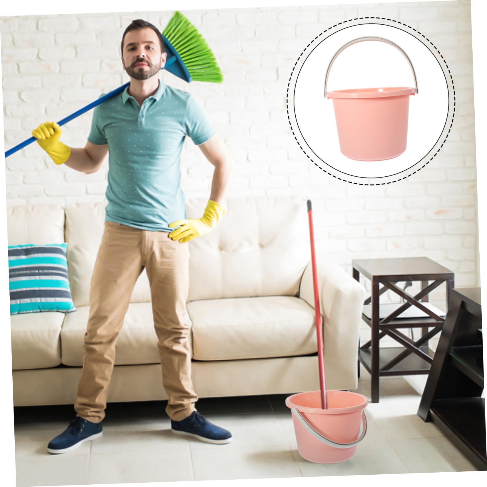 Cubo Plástico Portátil con Asa Antideslizante Capacidad Media para Agua y Lavandería Multifuncional para Hogar Lavado y Almacenamiento Color Rosa